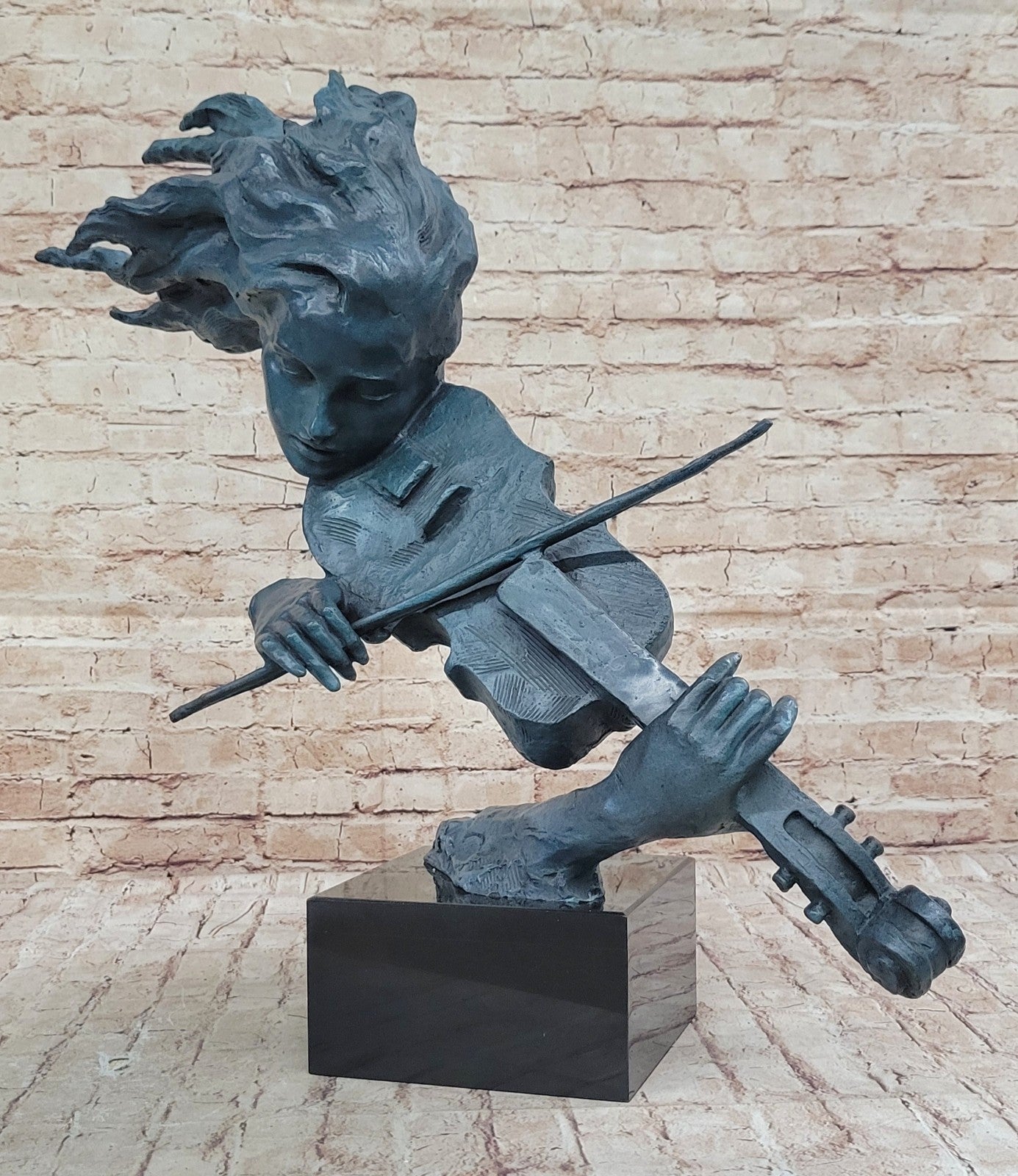 Hand Made Gorgeous Lady Violinist Violin Player Bronze Sculpture Home Decorative