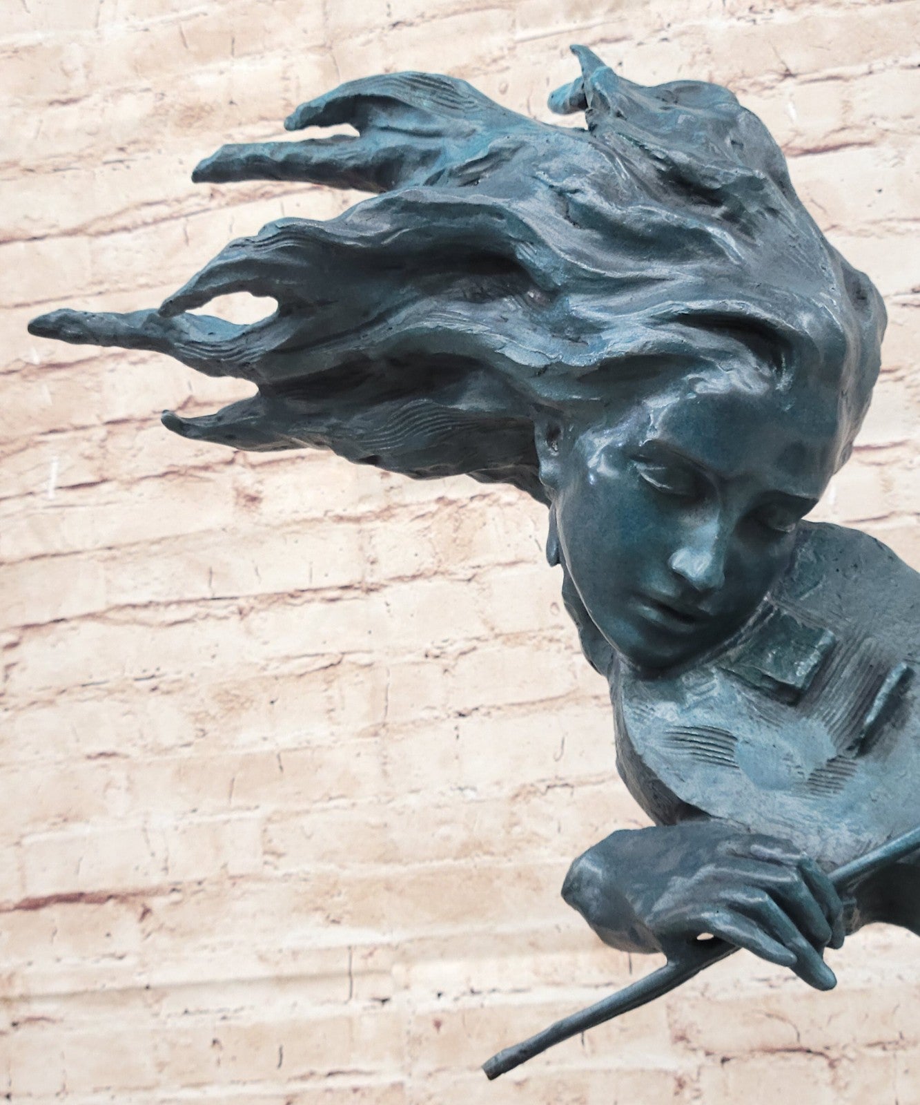 Hand Made Gorgeous Lady Violinist Violin Player Bronze Sculpture Home Decorative