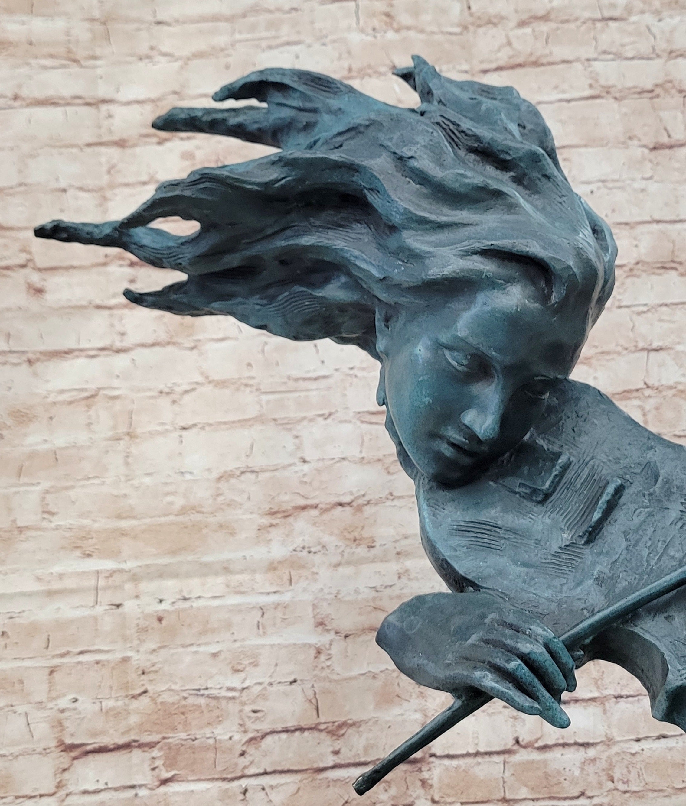 Hand Made Gorgeous Lady Violinist Violin Player Bronze Sculpture Home Decorative