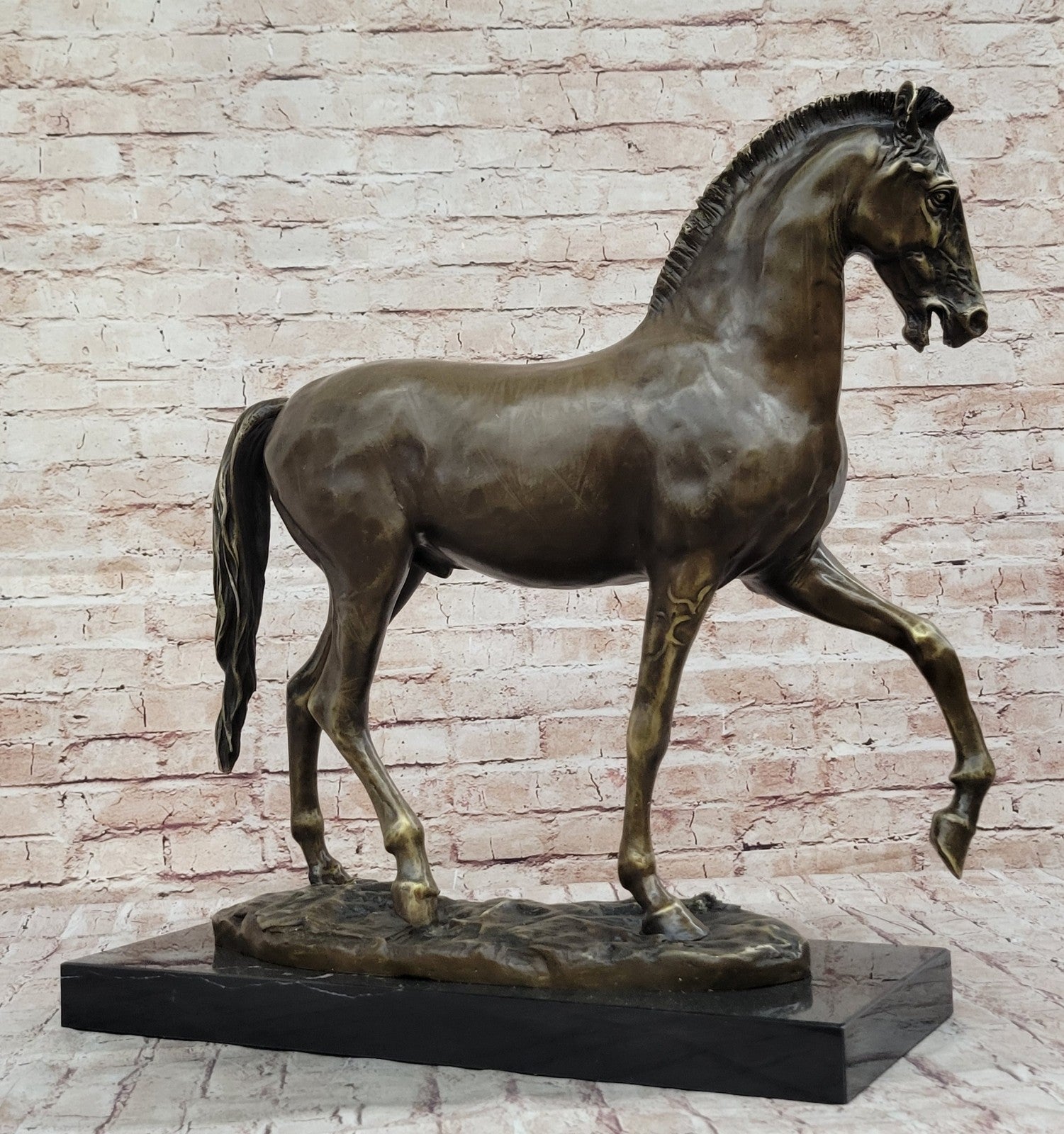 Large 58 Lbs Mene Racing Horse Stallion Bronze SCulpture Hot Cast Figure Decor