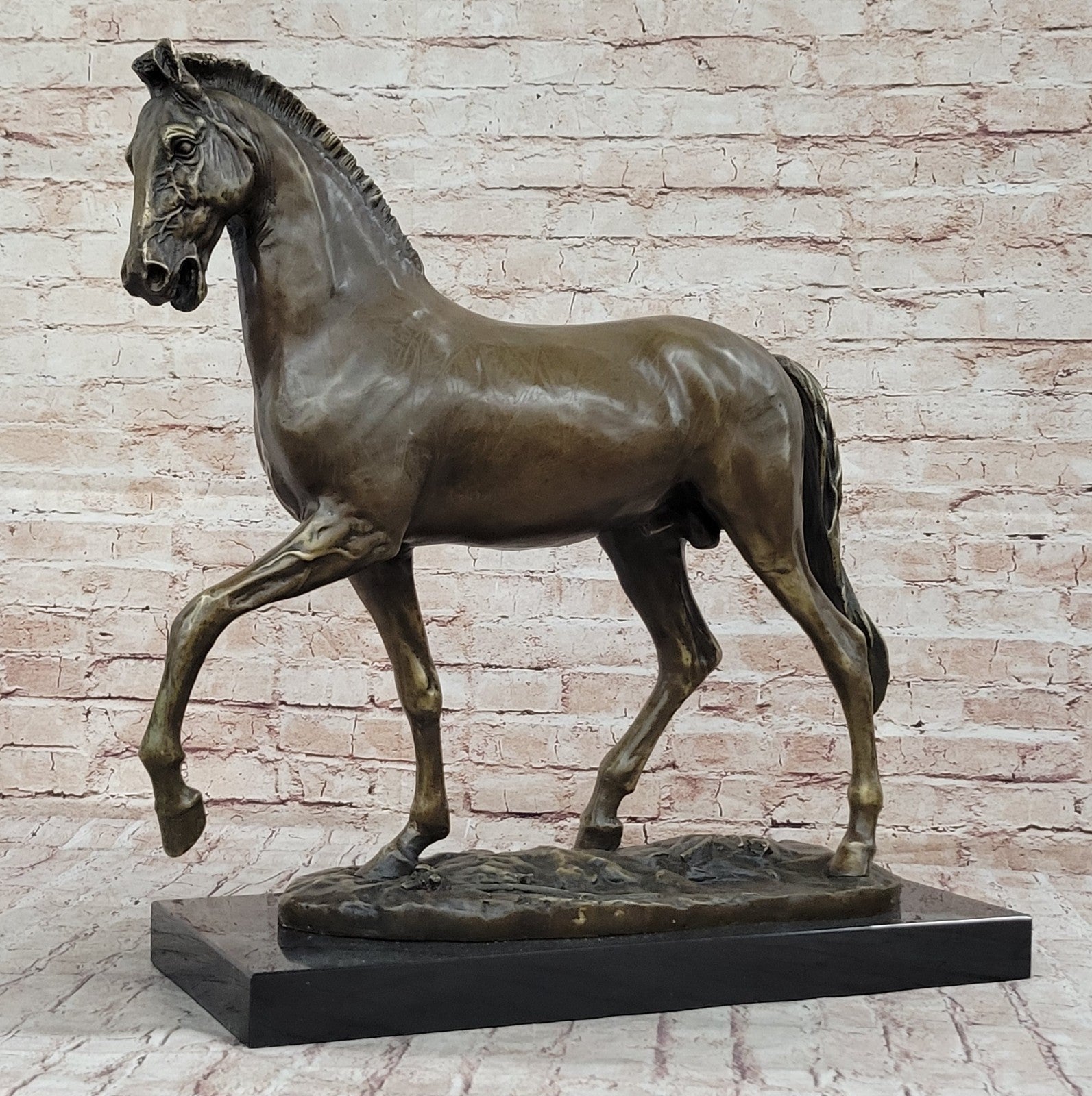 Large 58 Lbs Mene Racing Horse Stallion Bronze SCulpture Hot Cast Figure Decor