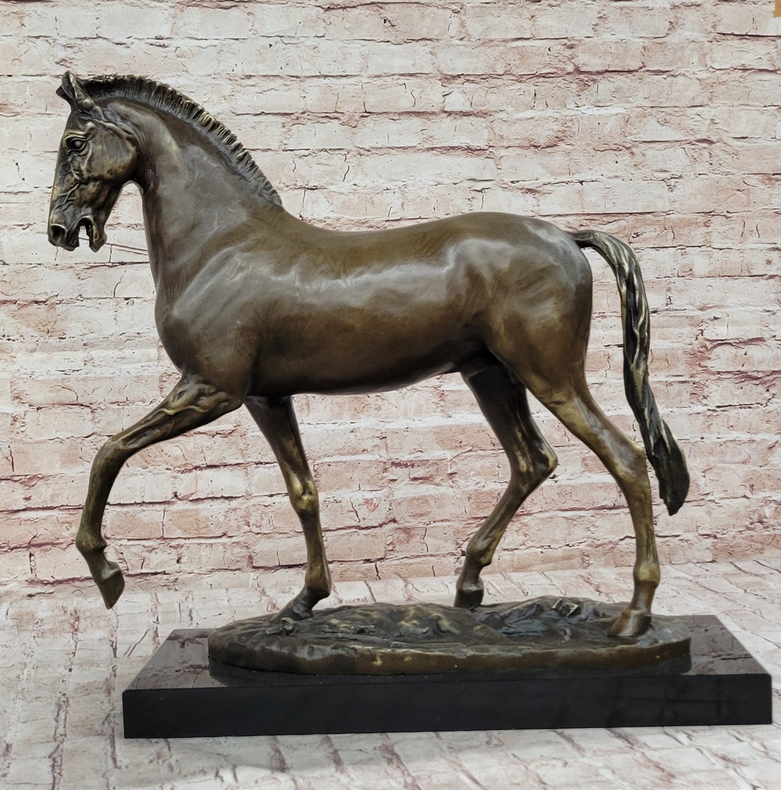 Large 58 Lbs Mene Racing Horse Stallion Bronze SCulpture Hot Cast Figure Decor