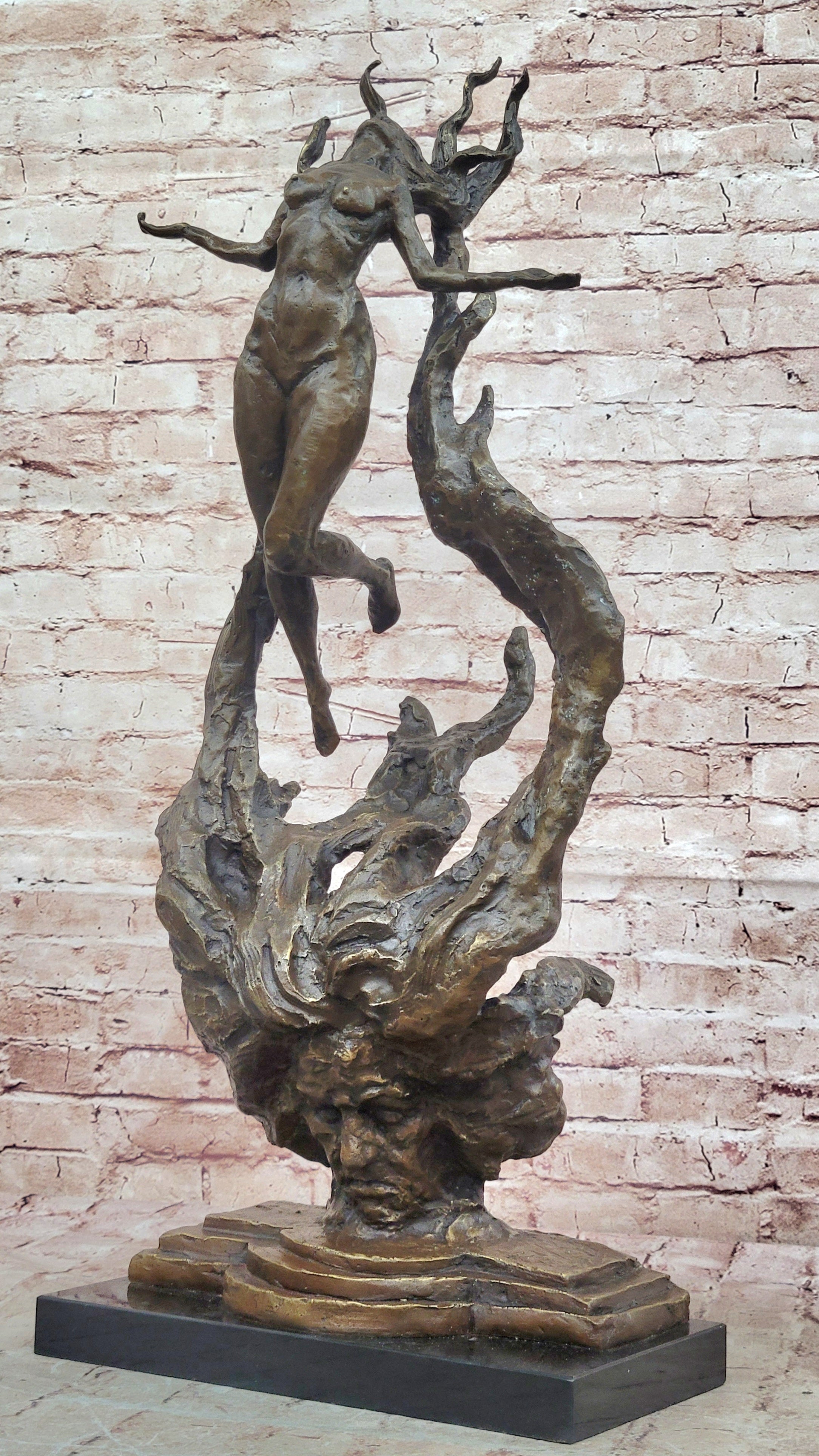 Western Bronze Nude statue Medusa Snake Goddess Art Sculpture Figurine LRG