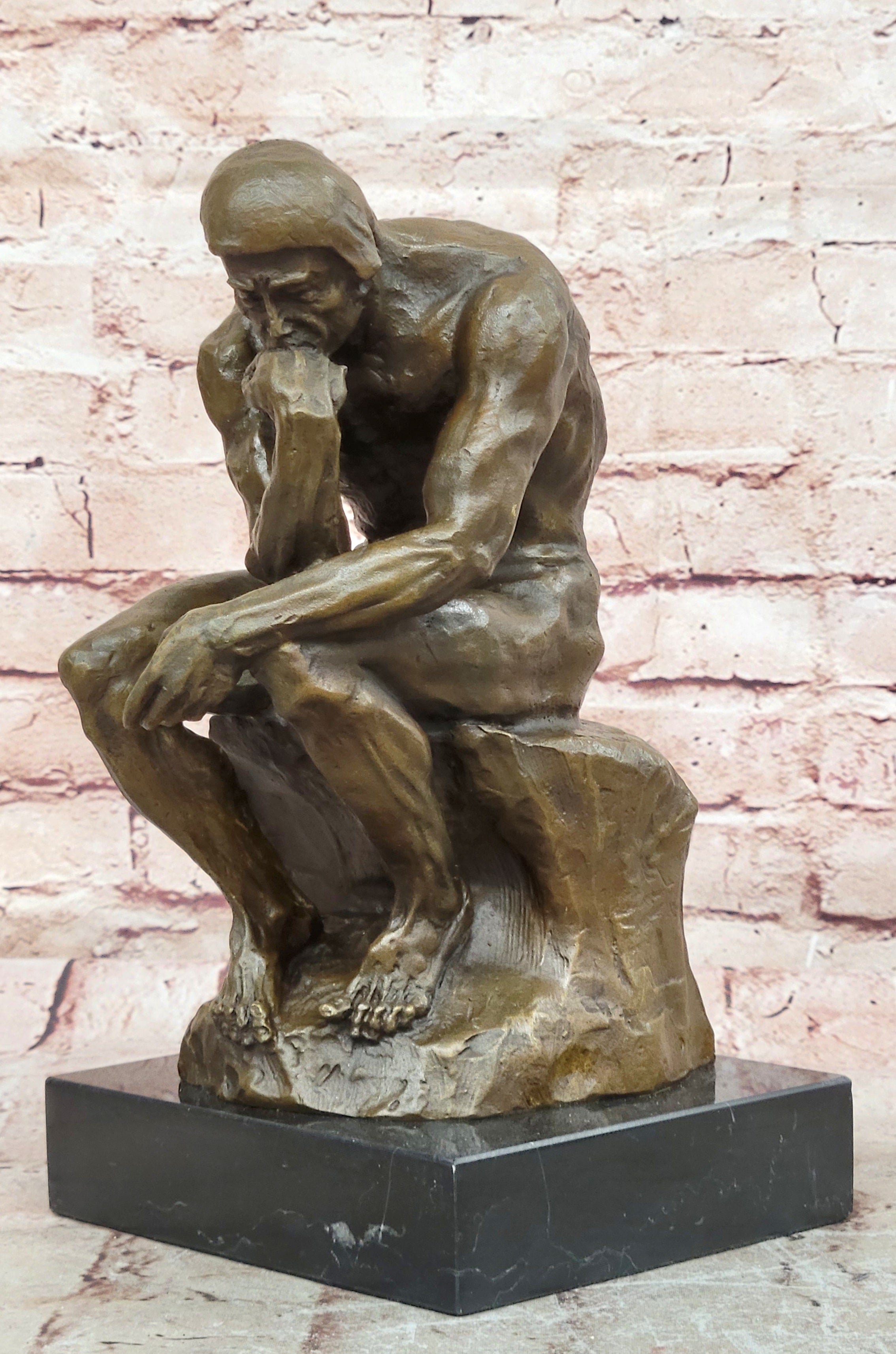 Collectible Figurine Bronze Decor Massive Extra Large Rodin Thinker Famous Work