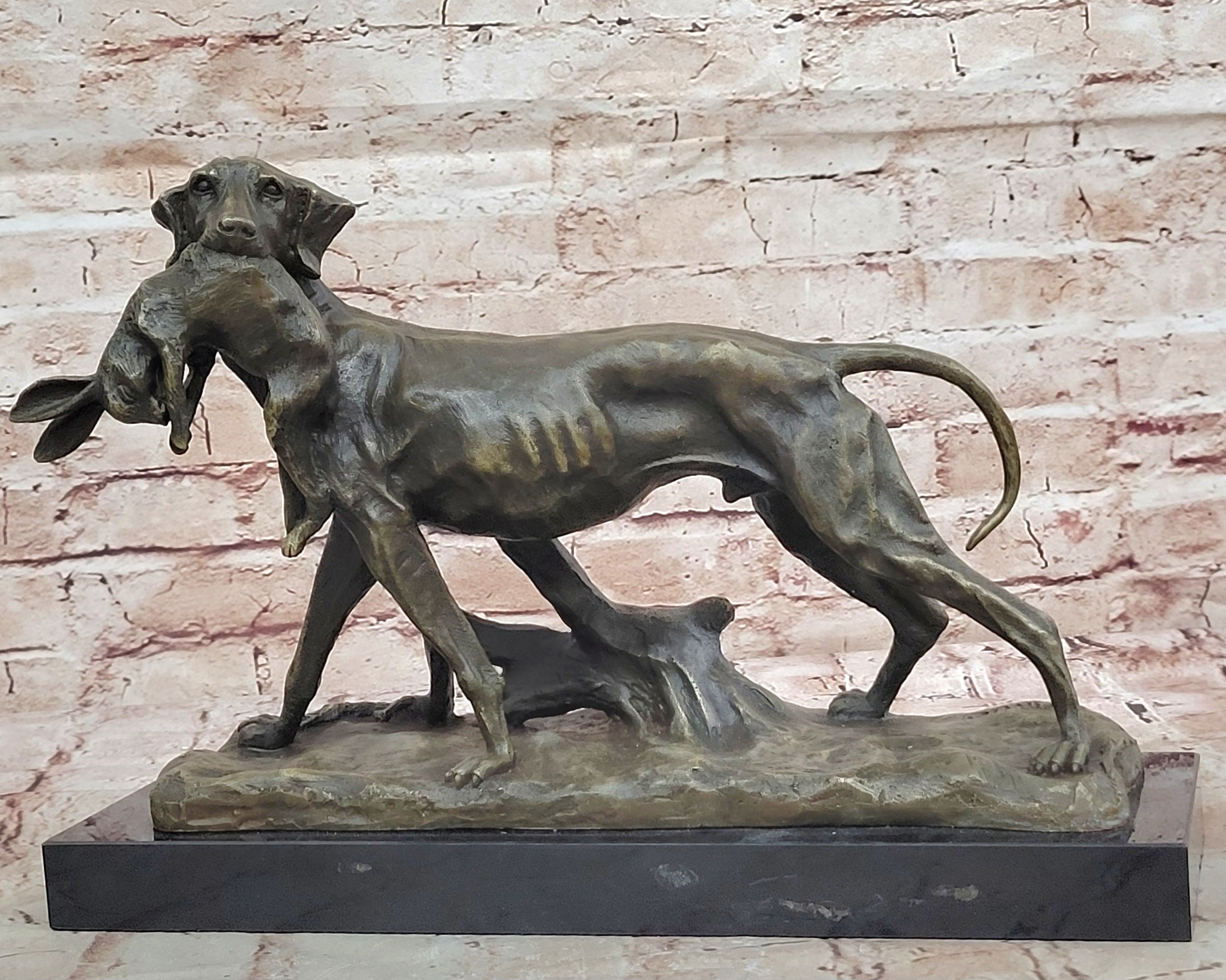 Real Bronze Metal Statue Retriever Hunting Dog Farm Friend Canine Sculpture Sale
