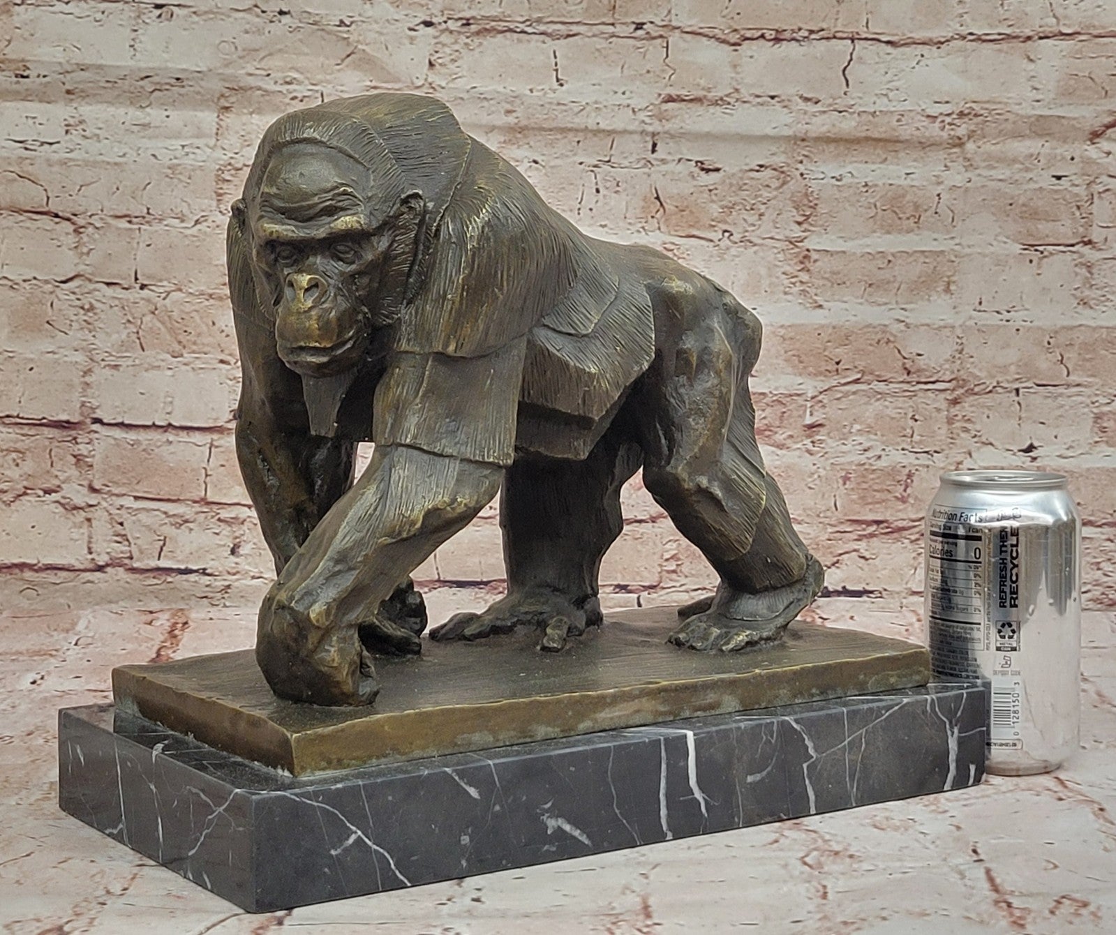 MIGHTY BRAZILIAN GORILLA IN JUNGLE BRONZE SCULPTURE ART DECO FIGURINE HOME DECOR