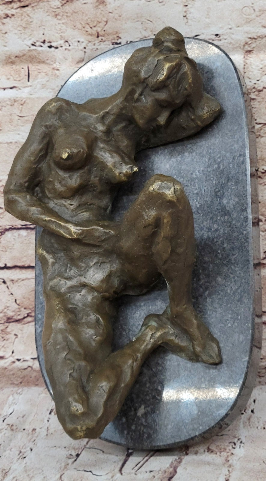 Bronze Sculpture Nude Erotic Female Art Deco Lost Wax Hot Cast Marble Base Gift