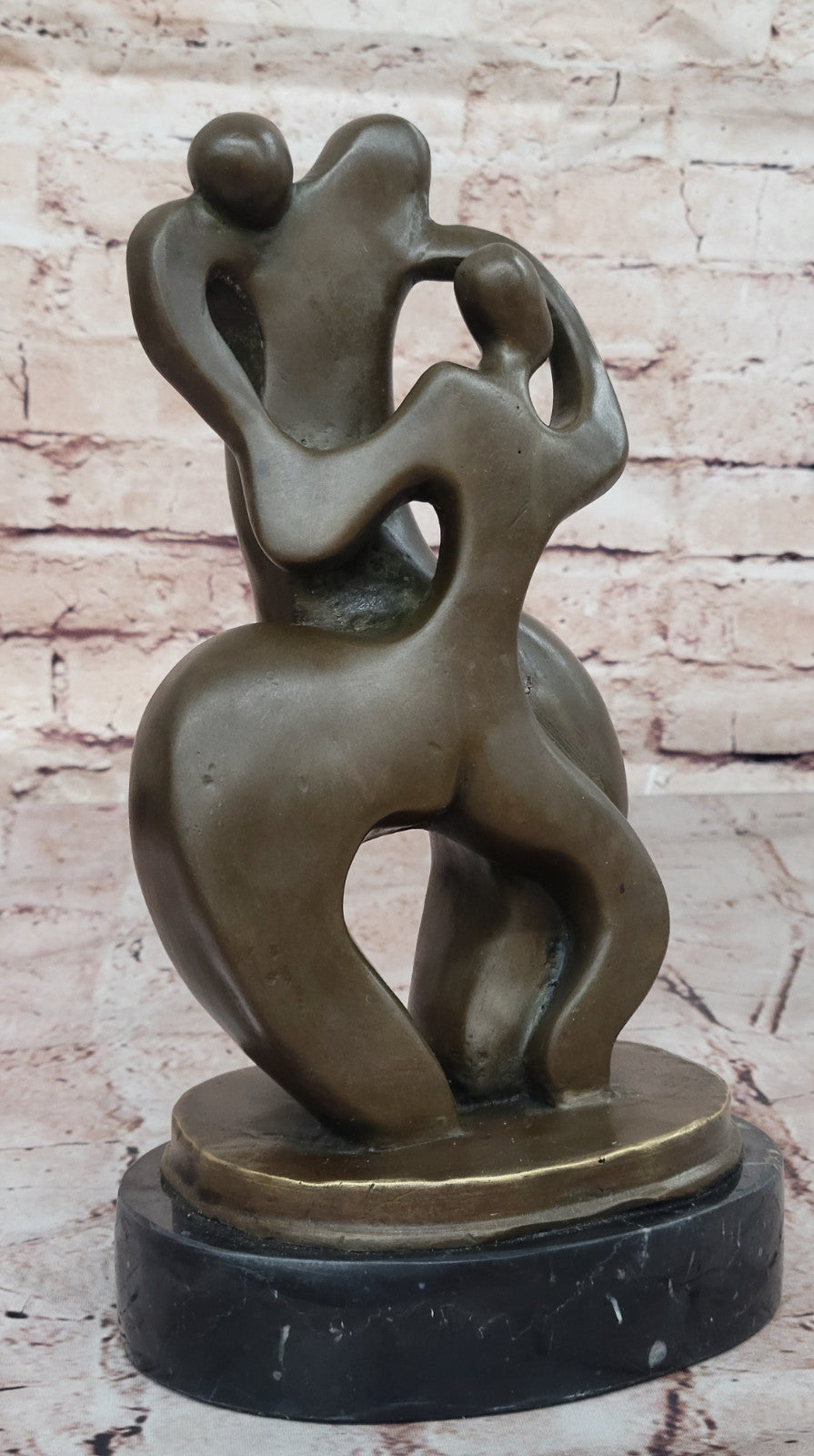 Modern Bronze Dancer Couple Sculpture Signed Original Abstract Home Decor Figurine