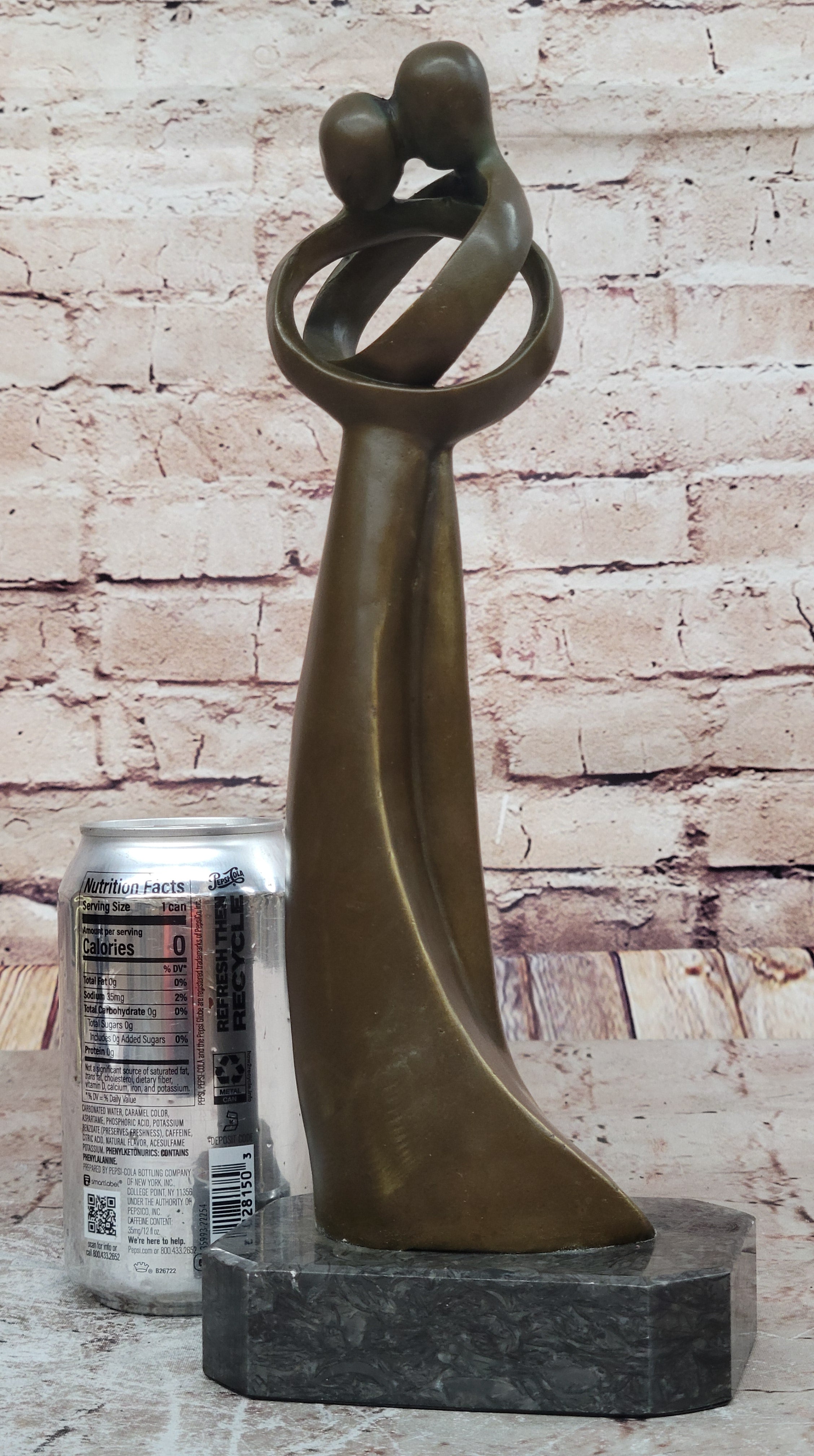 SIGNED VALENTINE DAY COUPLE BRONZE SCULPTURE STATUE ON MARBLE BASE HOT CAST SALE