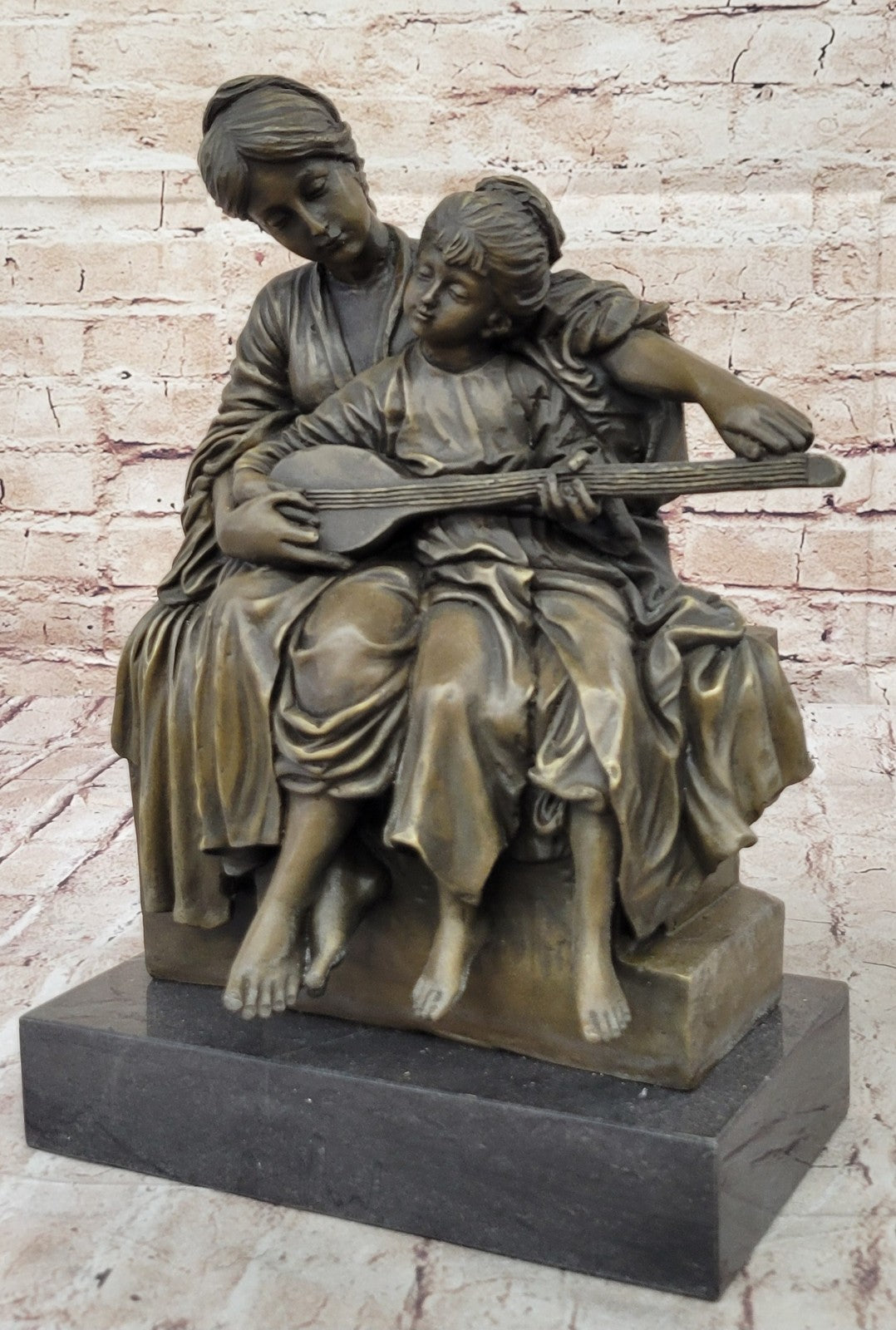 Handcrafted bronze sculpture SALE Daugh Her Teaches Mother Milo Original Signed