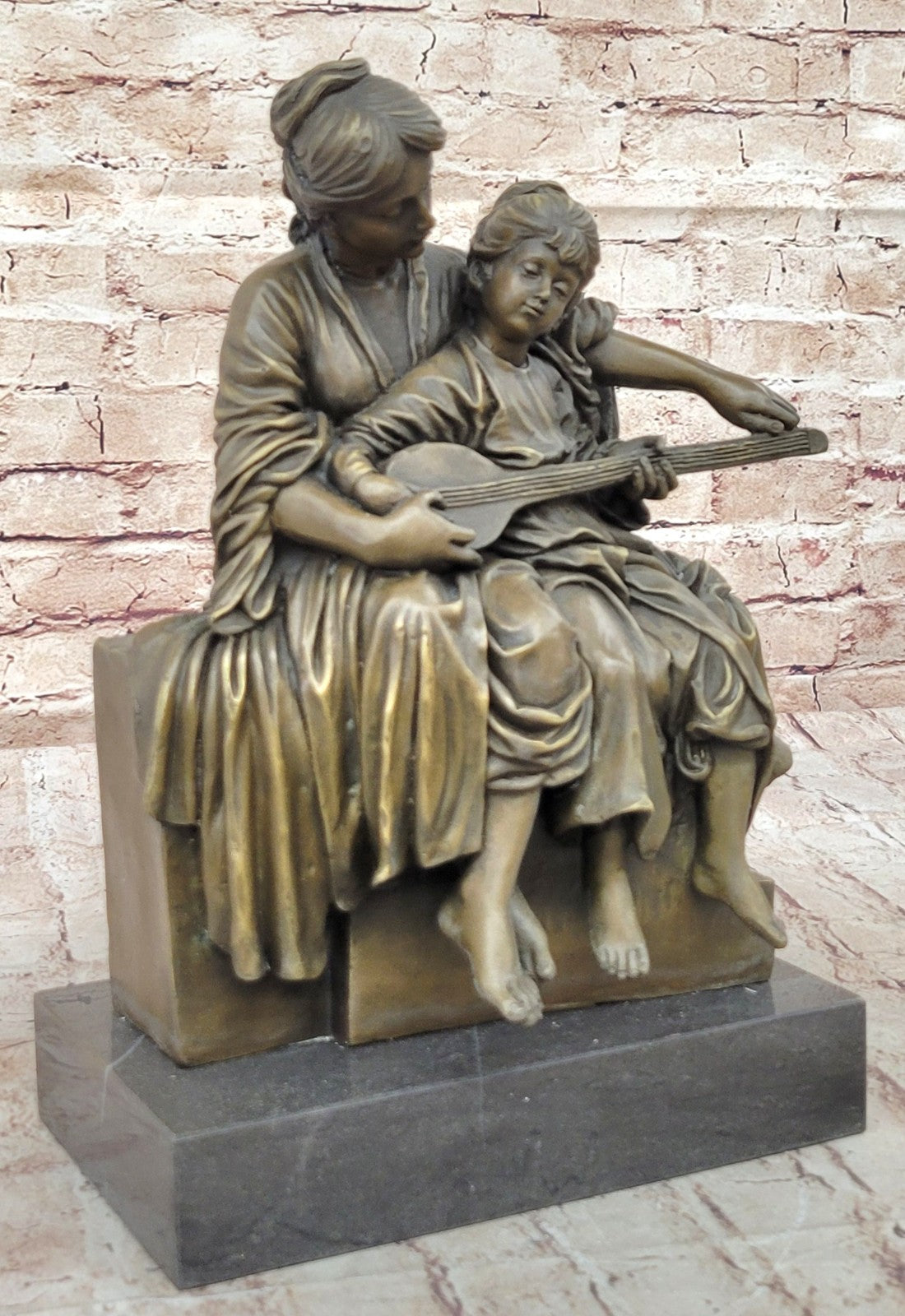 Handcrafted bronze sculpture SALE Daugh Her Teaches Mother Milo Original Signed
