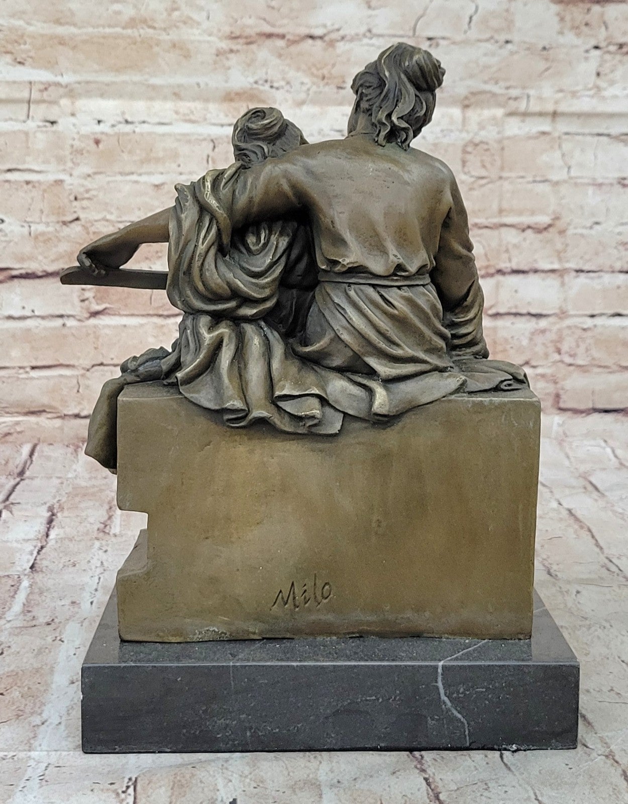 Handcrafted bronze sculpture SALE Daugh Her Teaches Mother Milo Original Signed