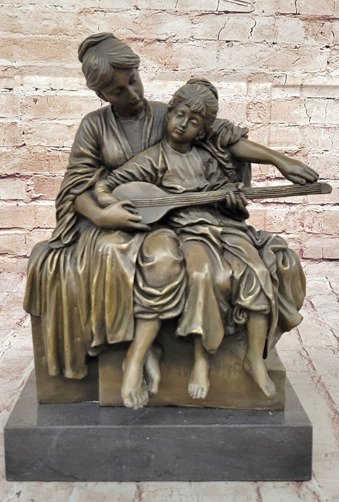 Handcrafted bronze sculpture SALE Daugh Her Teaches Mother Milo Original Signed