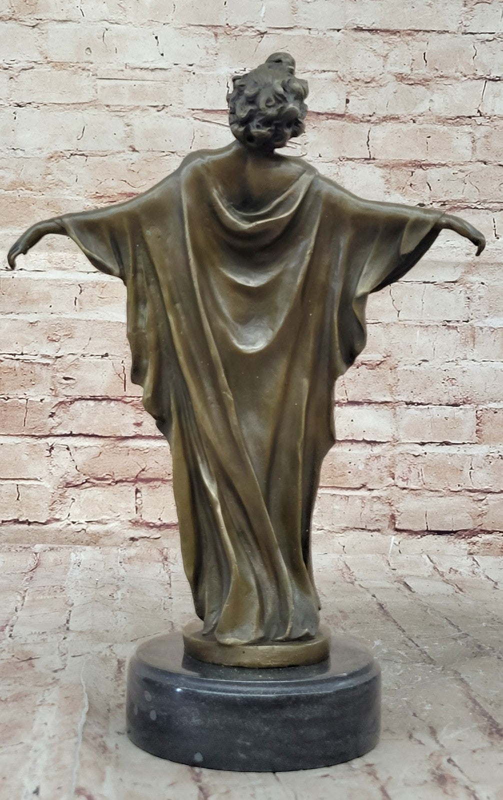 Art Deco Nude Girl Female Classic Bronze Sculpture Figurine Marble Base Figure