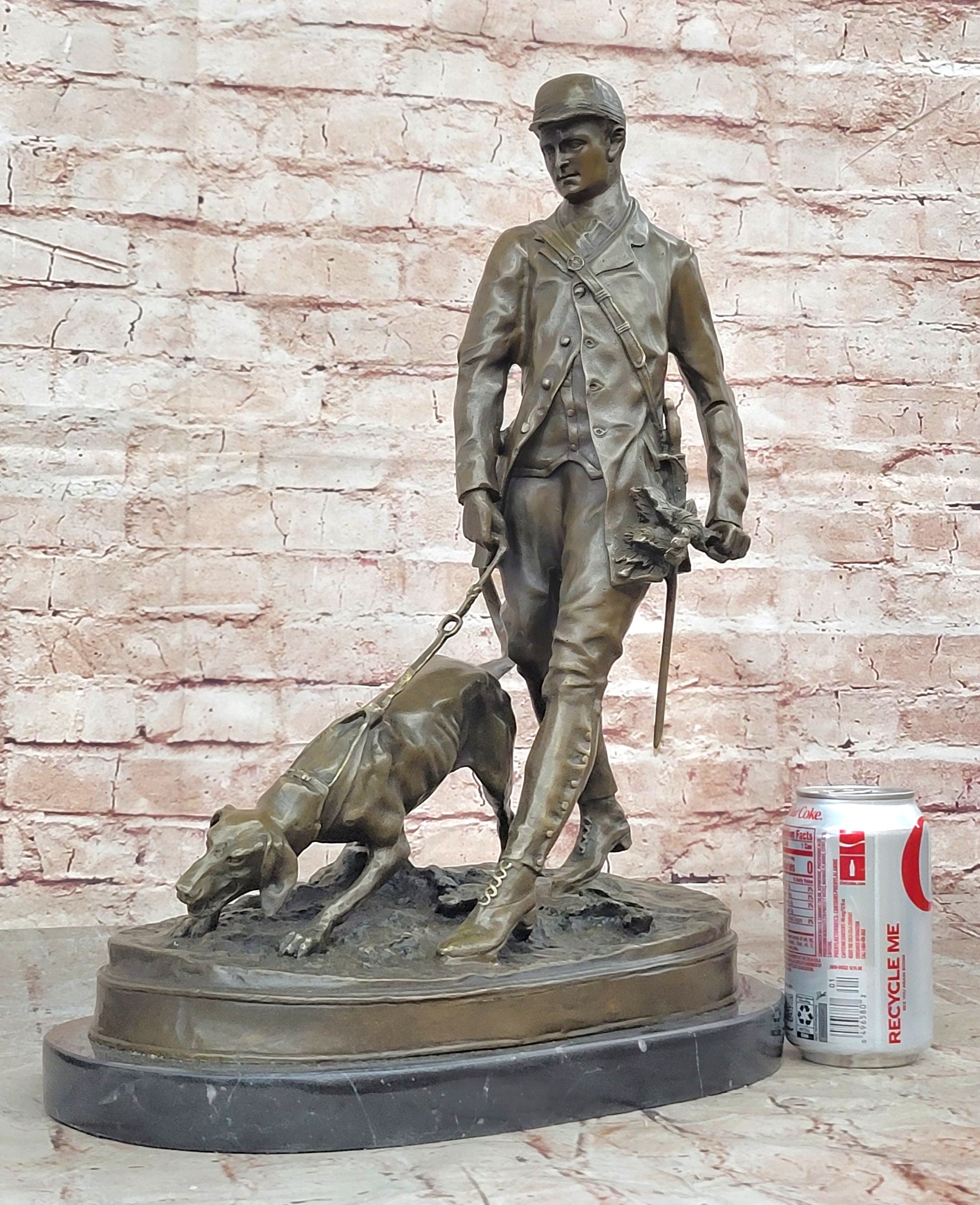 Handcrafted Aldo Vitaleh English Hunter with Dog Bronze Museum Quality Artwork