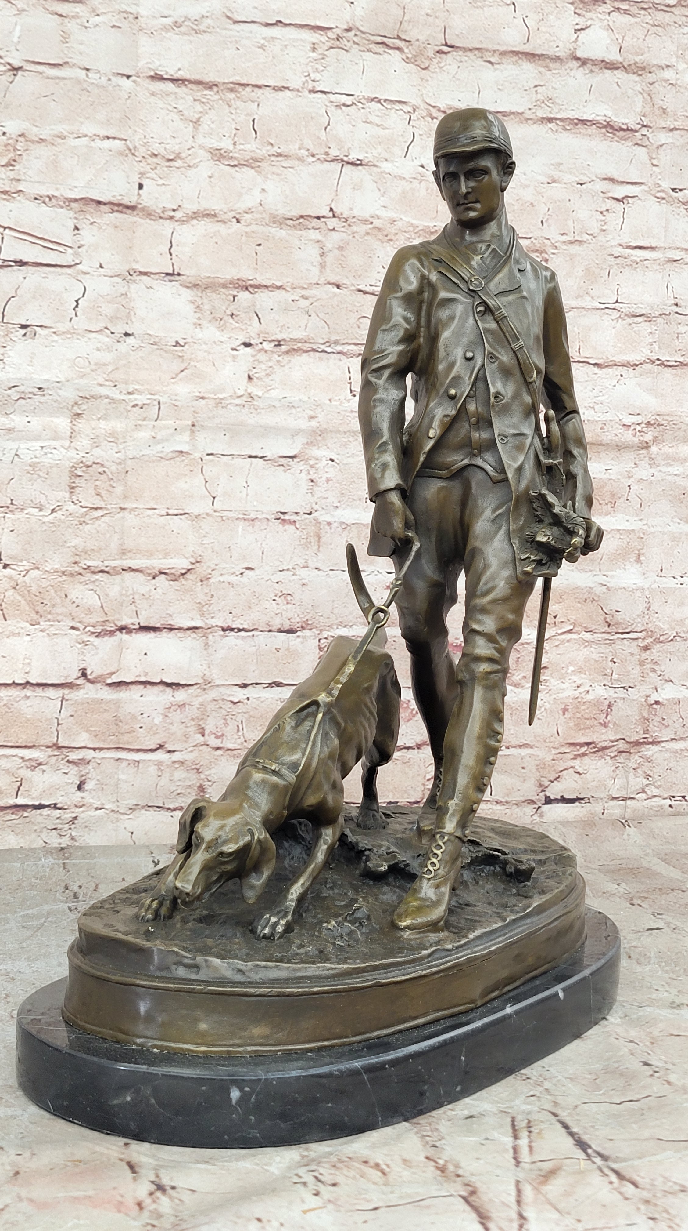Handcrafted Aldo Vitaleh English Hunter with Dog Bronze Museum Quality Artwork
