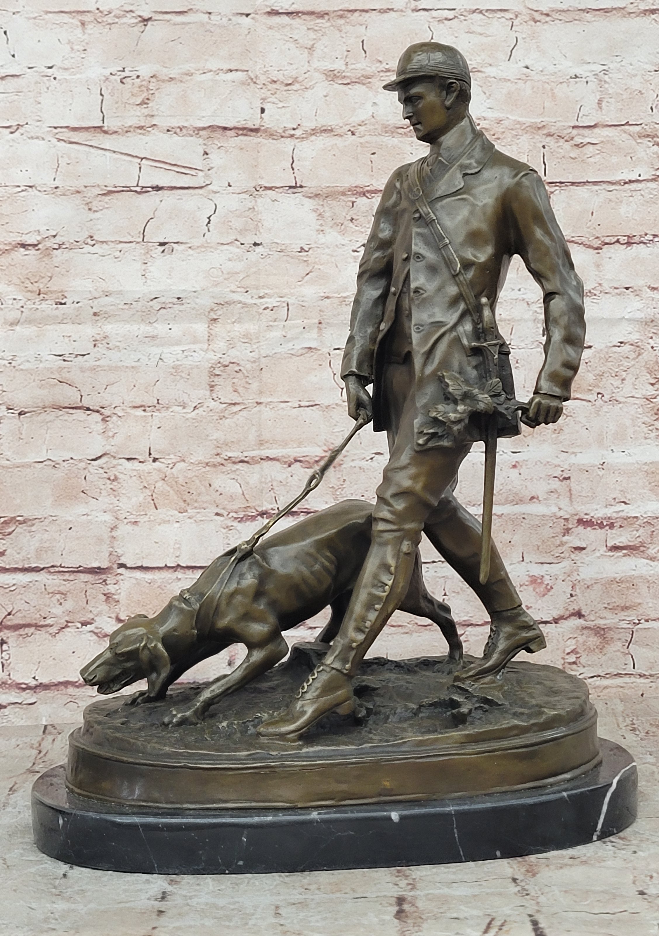 Handcrafted Aldo Vitaleh English Hunter with Dog Bronze Museum Quality Artwork