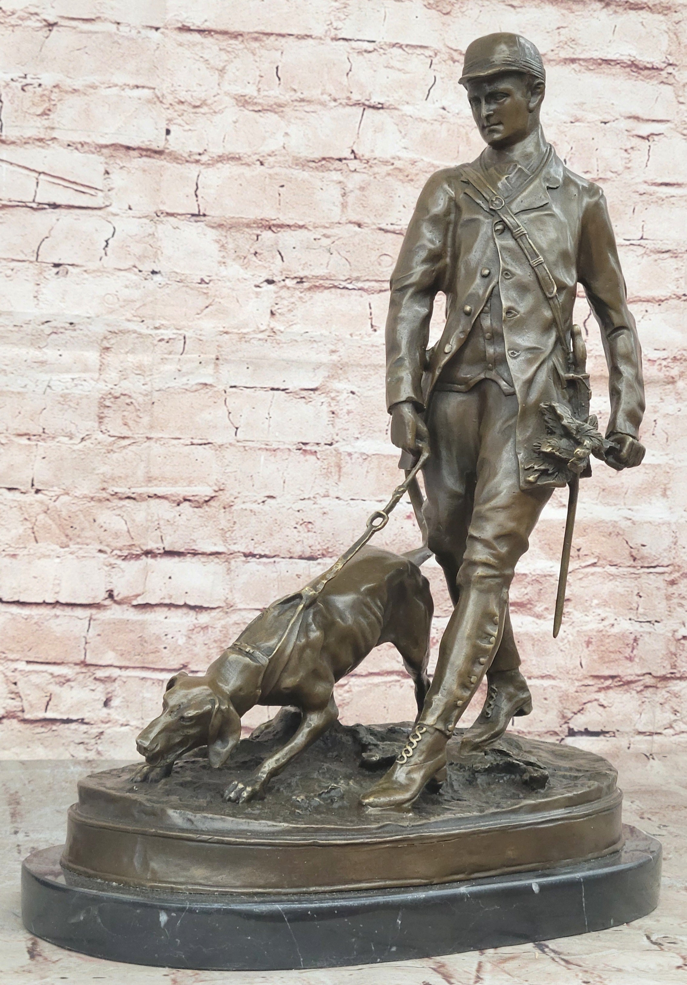 Handcrafted Aldo Vitaleh English Hunter with Dog Bronze Museum Quality Artwork