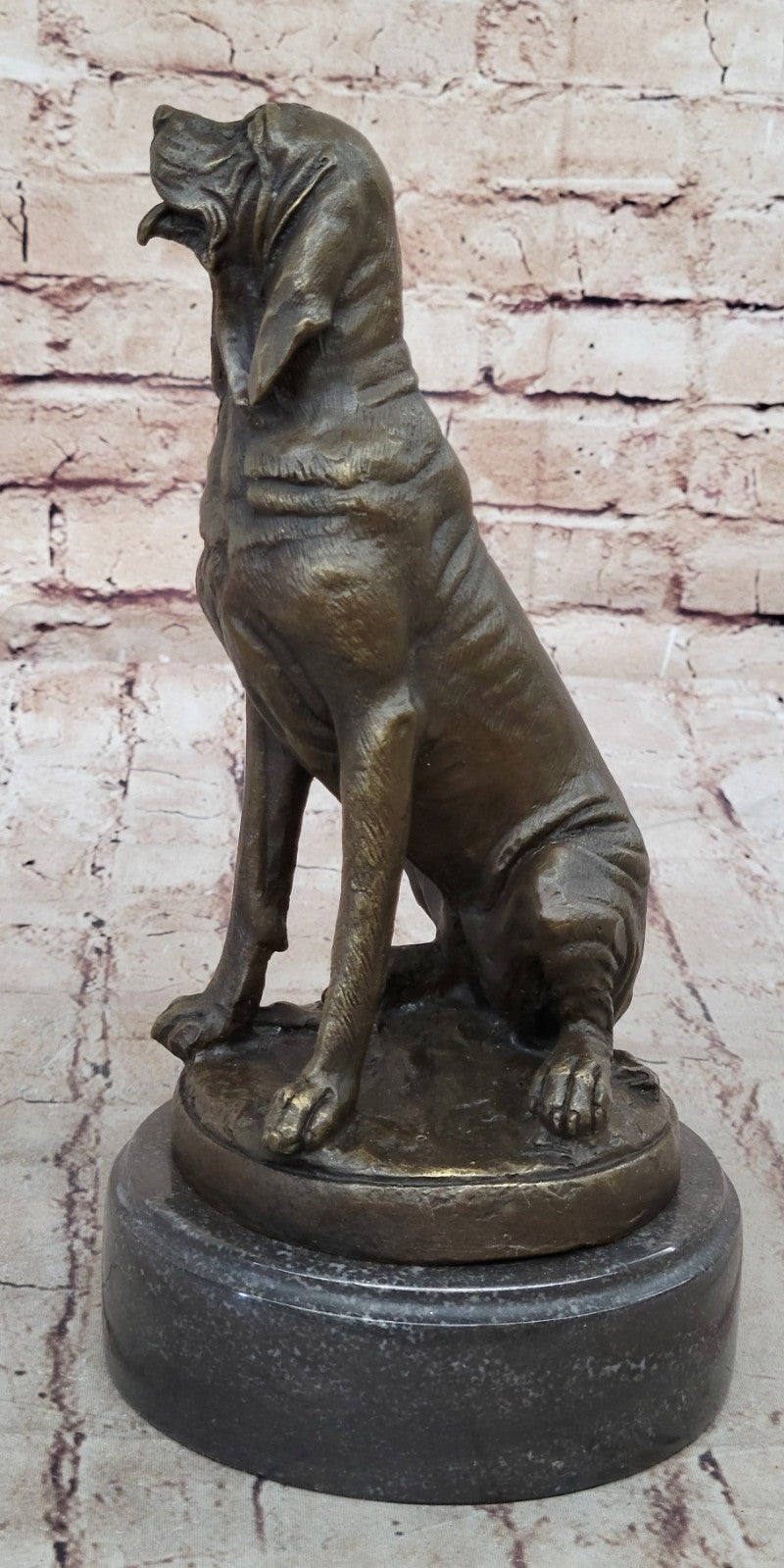 Coon Sleuth Hound Military Dog SAR Bloodhound Bronze Marble Statue Breeder Figur