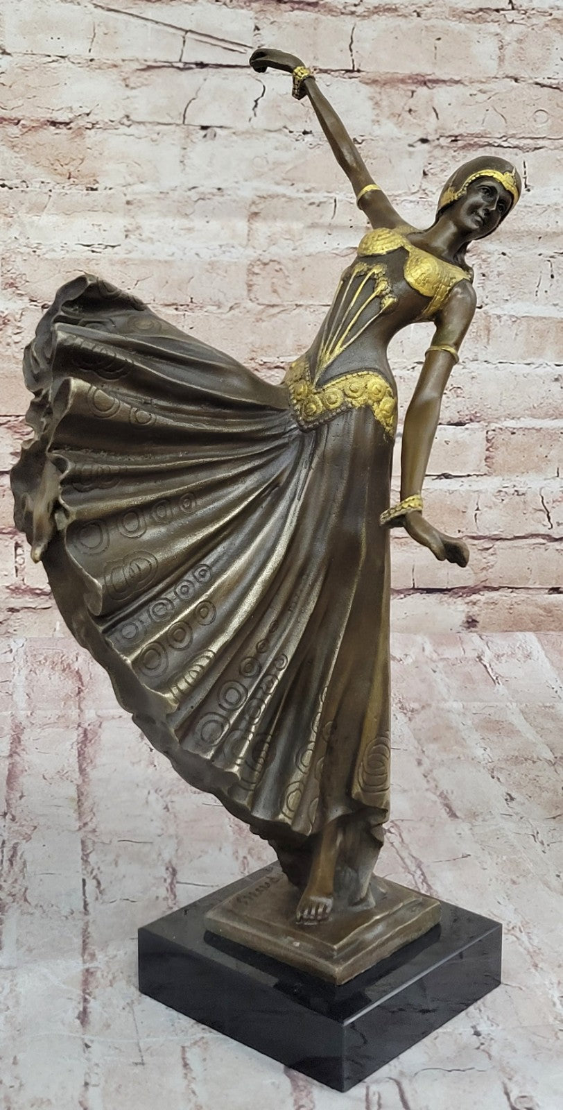 Solid Bronze Chiparus Dancer Sculpture: Fine Art Deco Home Decor Piece Figure