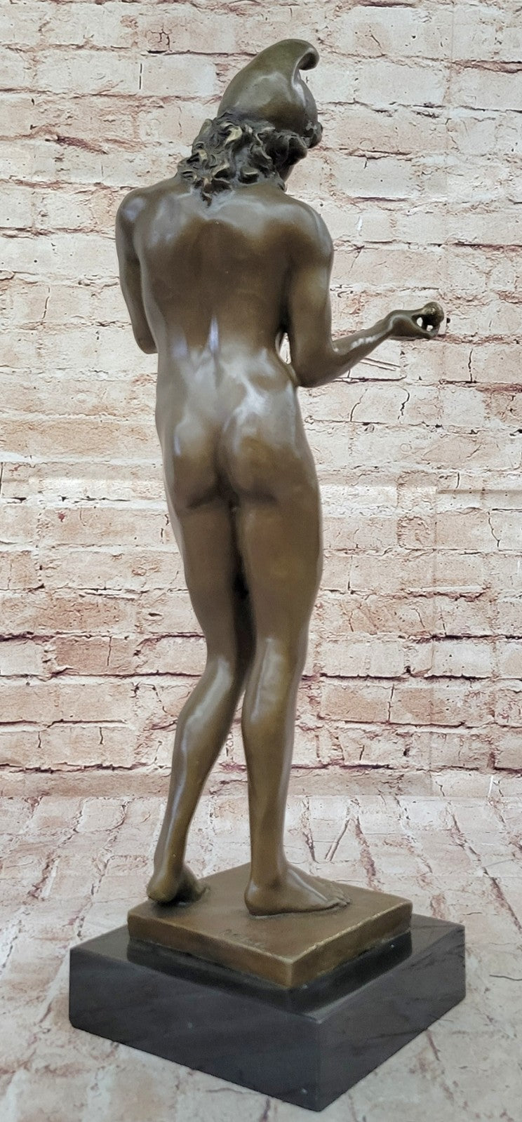 SIGNED LIMITED EDITION BRONZE SCULPTURE NUDE MALE ADAM STATUE ON MARBLE BASE