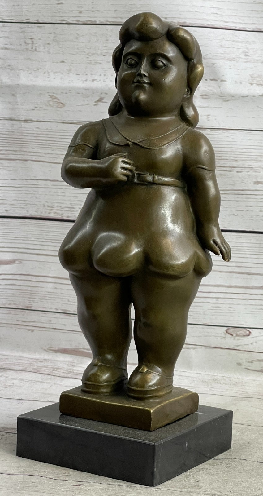 Handcrafted bronze sculpture SALE Young Woman Botero Fernando Signed Artwork