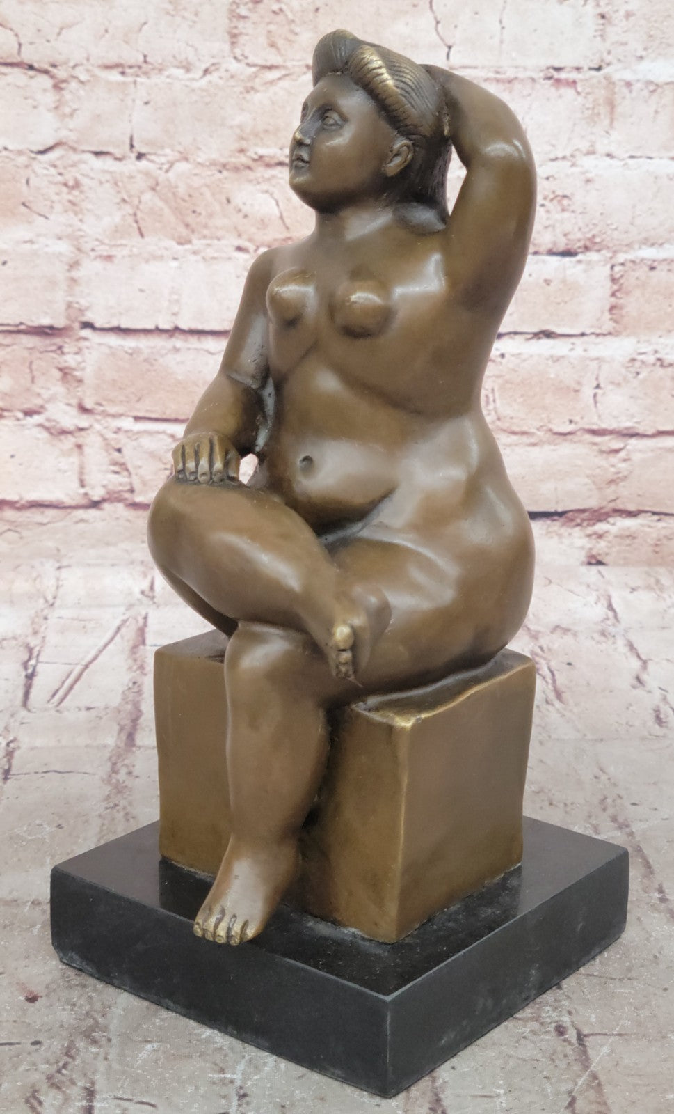 Hot Abstract Sexy Girl Tribute to Botero Style Bronze Sculpture Home Nude Décor