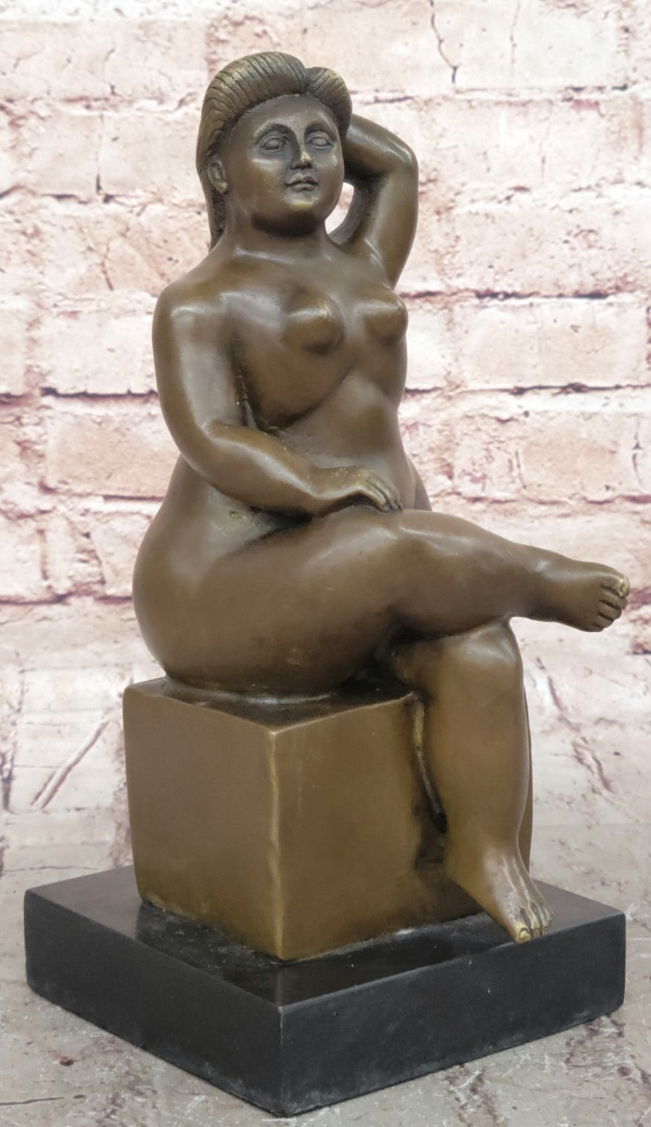 Hot Abstract Sexy Girl Tribute to Botero Style Bronze Sculpture Home Nude Décor