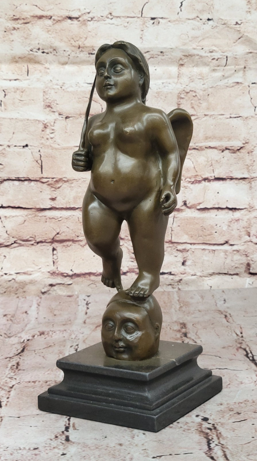 Handcrafted bronze sculpture Nude Angel Standing Tribute Botero Fernando Figure