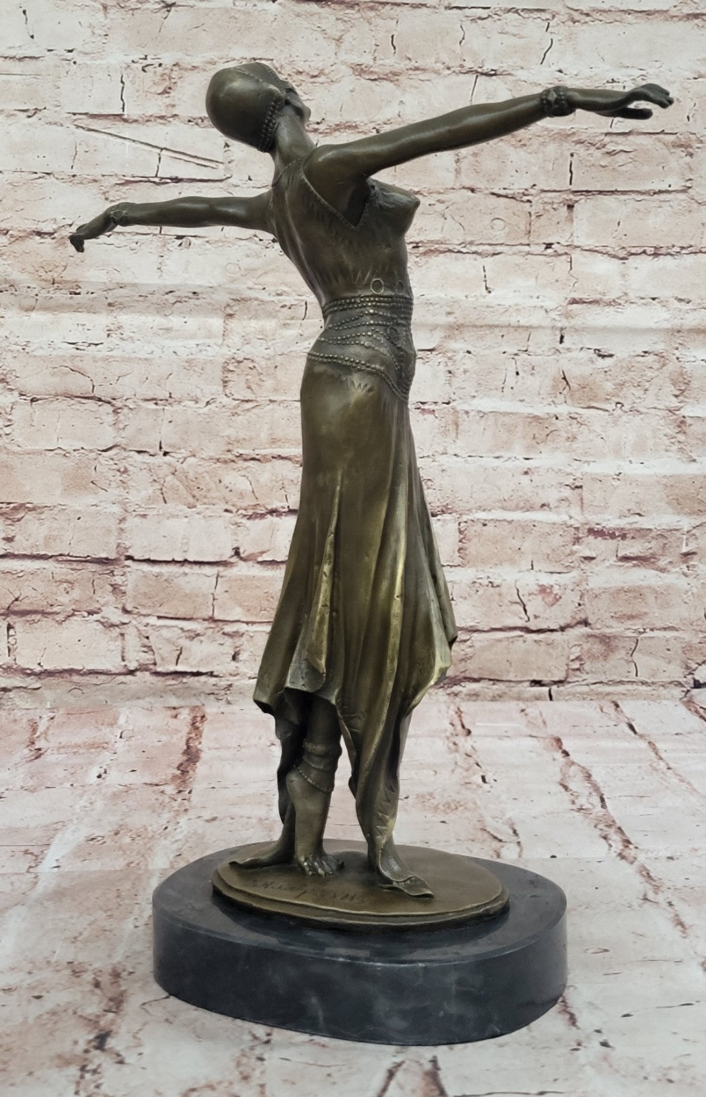 SIGNED D.H Chiparus, bronze art deco dancer sculpture Nouveau Marble Figurine