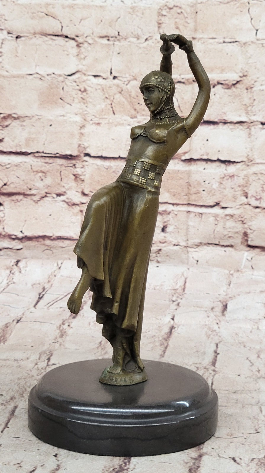 Handcrafted bronze sculpture SALE Chiparus Signed Dancer Tall 10" Deco Art