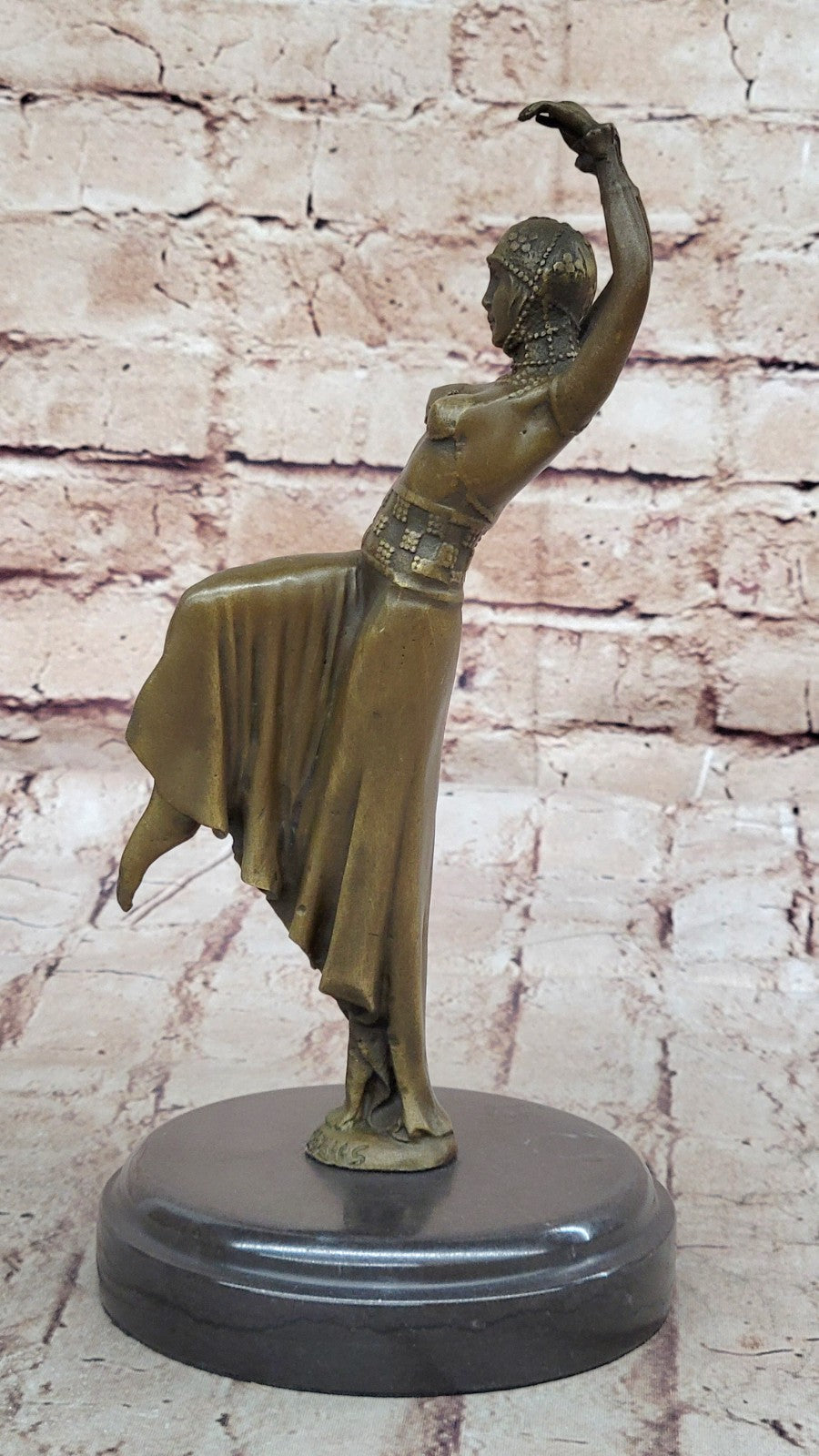 Handcrafted bronze sculpture SALE Chiparus Signed Dancer Tall 10" Deco Art