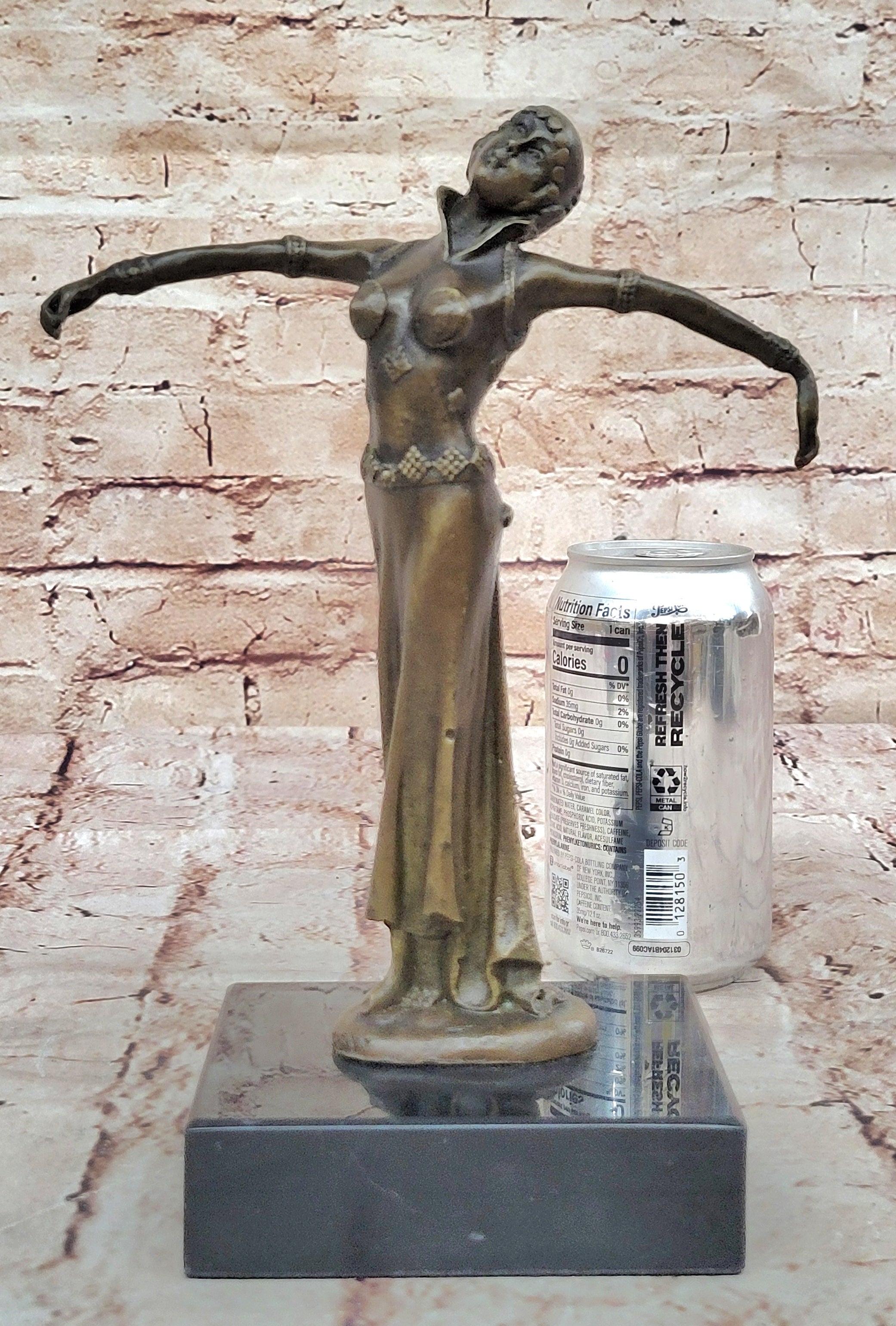 VINTAGE SIGNED DEMETRE H CHIPARUS BRONZE ART DECO LADY FIGURINE MARBLE BASE NR
