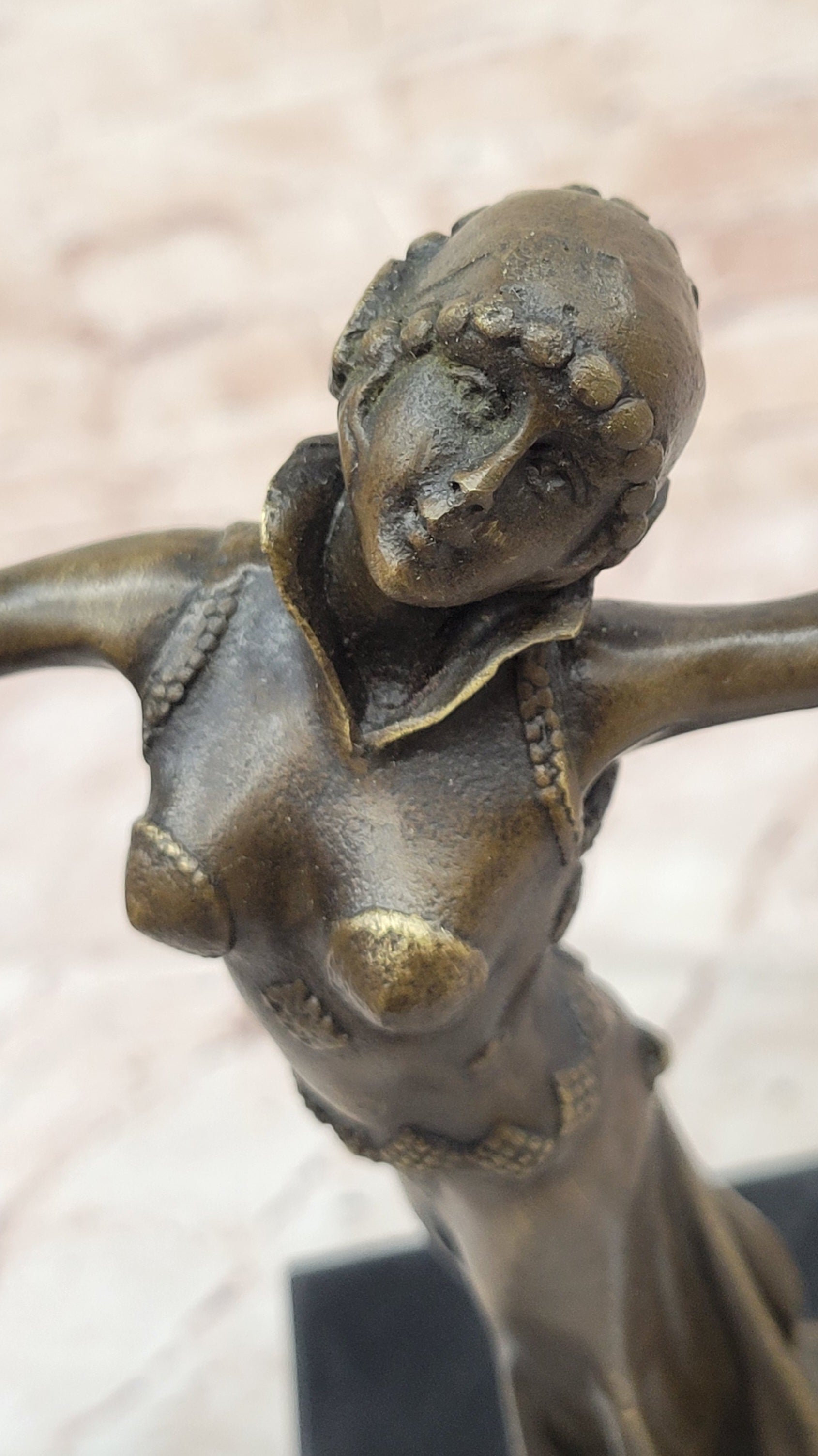 VINTAGE SIGNED DEMETRE H CHIPARUS BRONZE ART DECO LADY FIGURINE MARBLE BASE NR