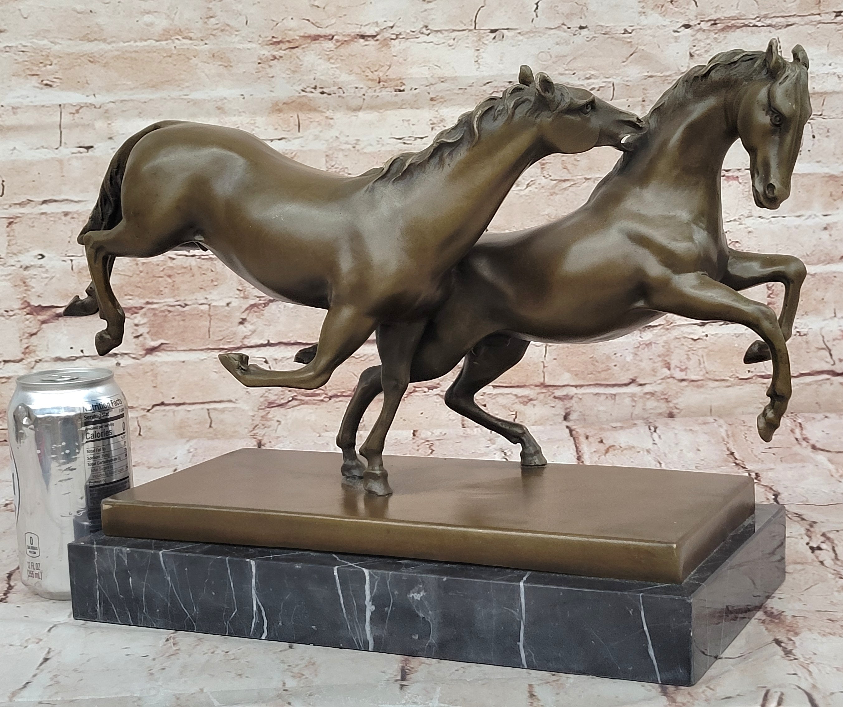Western Horse Duo Bronze Sculpture Statue by Milo Museum Quality Figurine