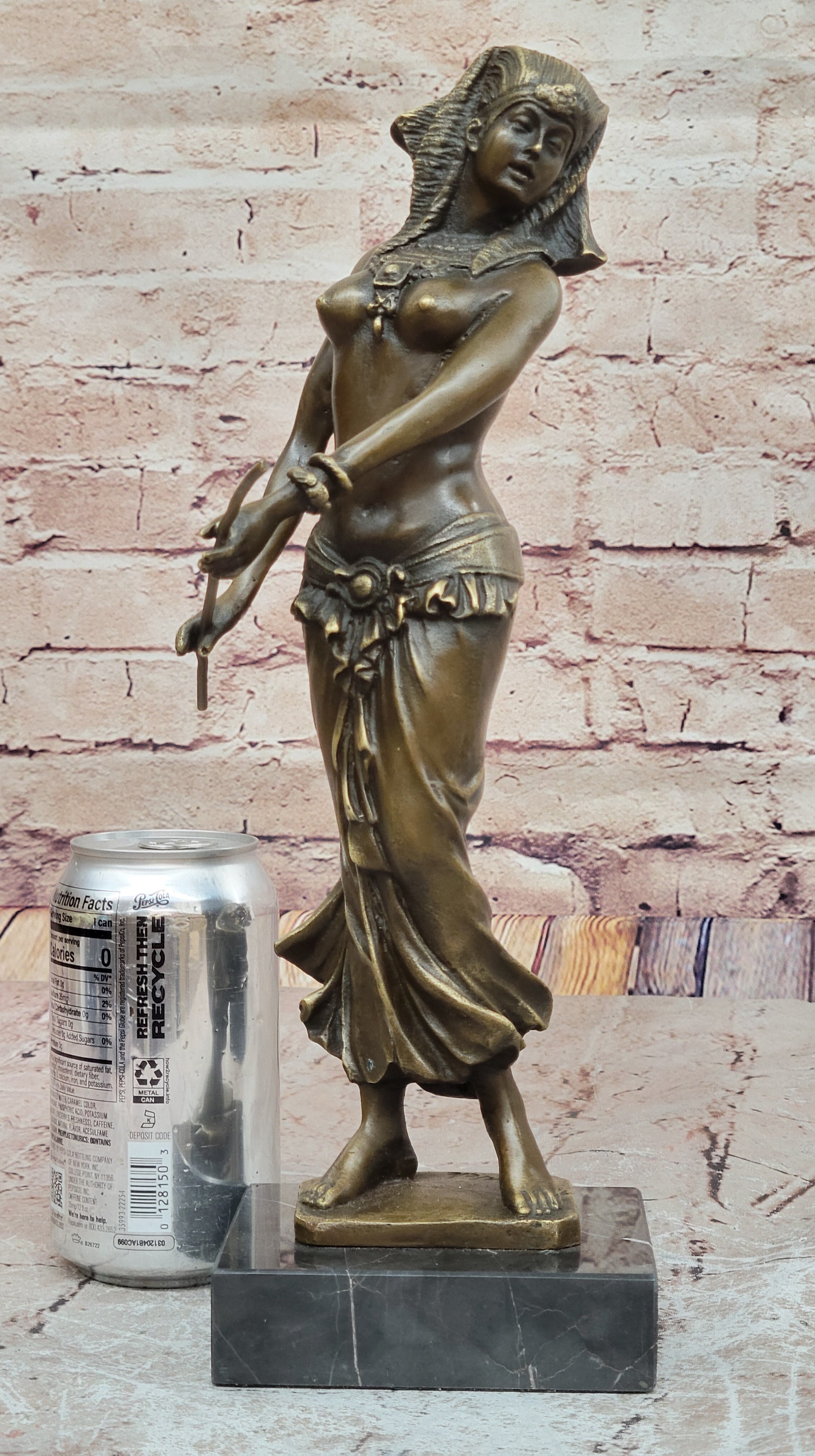 GRACEFUL EGYPTIAN DANCER RAMSES ENTERTAINER BRONZE ART NOUVEAU MARBLE BASE DEAL