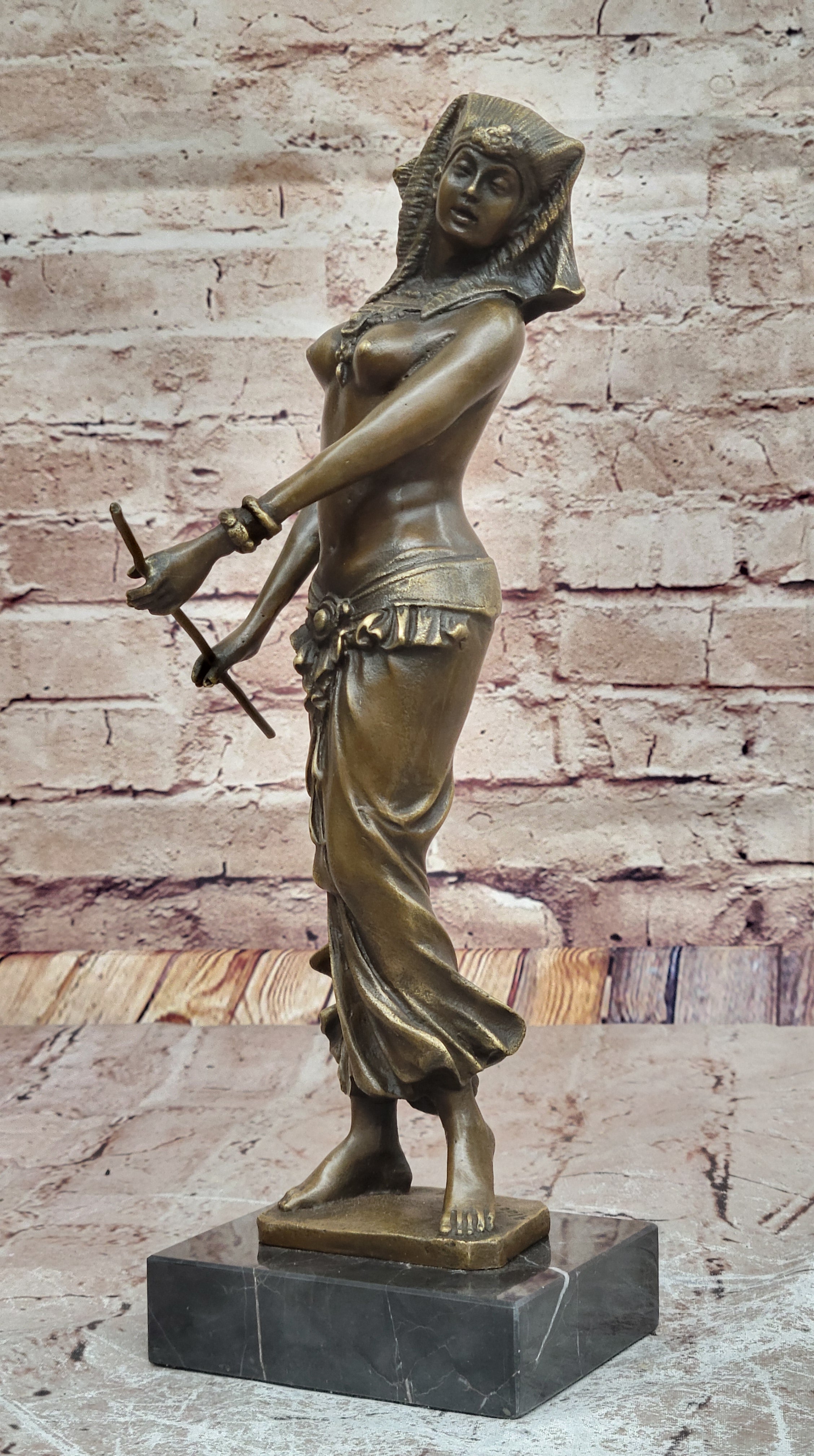 GRACEFUL EGYPTIAN DANCER RAMSES ENTERTAINER BRONZE ART NOUVEAU MARBLE BASE DEAL
