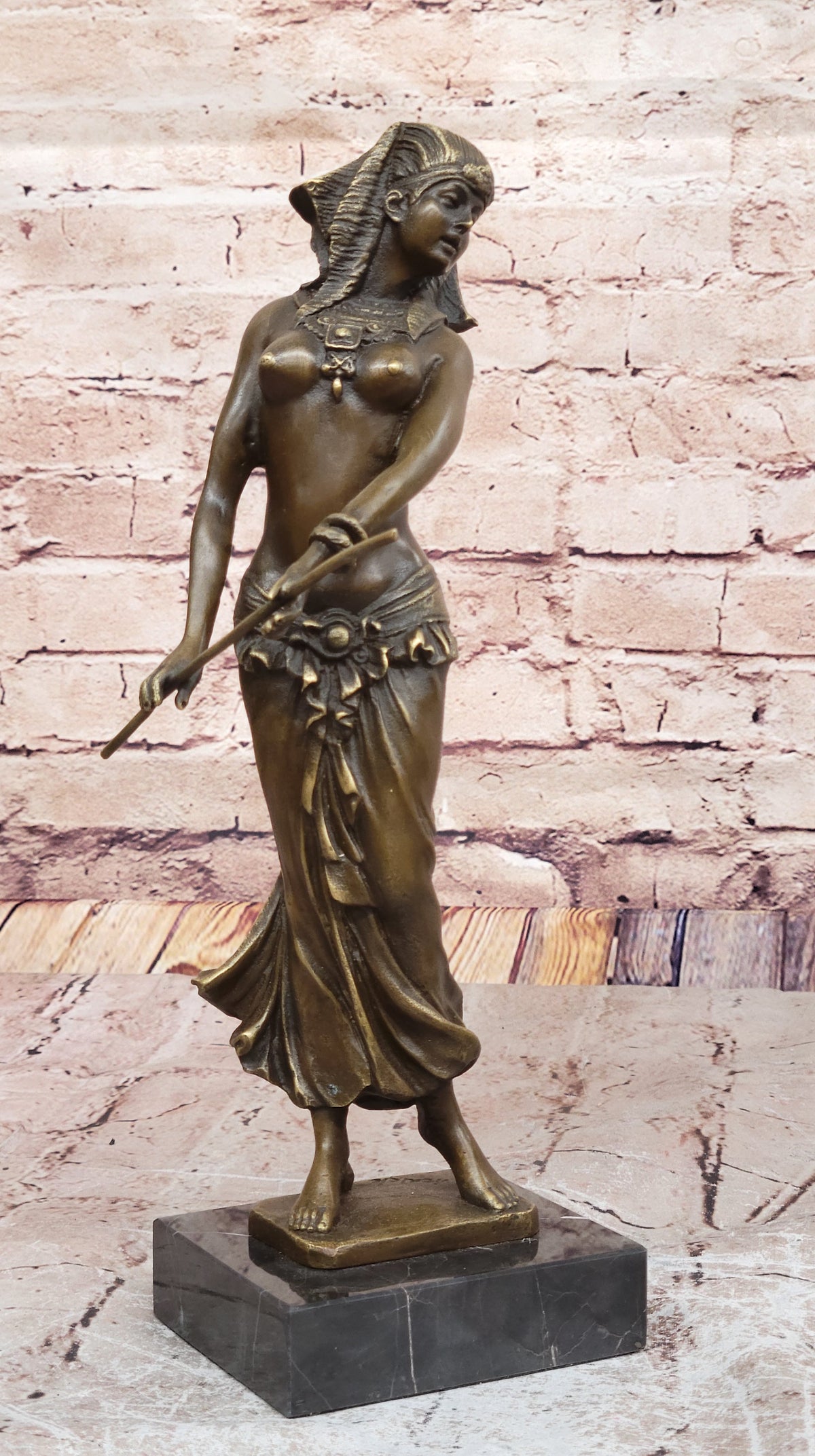 GRACEFUL EGYPTIAN DANCER RAMSES ENTERTAINER BRONZE ART NOUVEAU MARBLE BASE DEAL