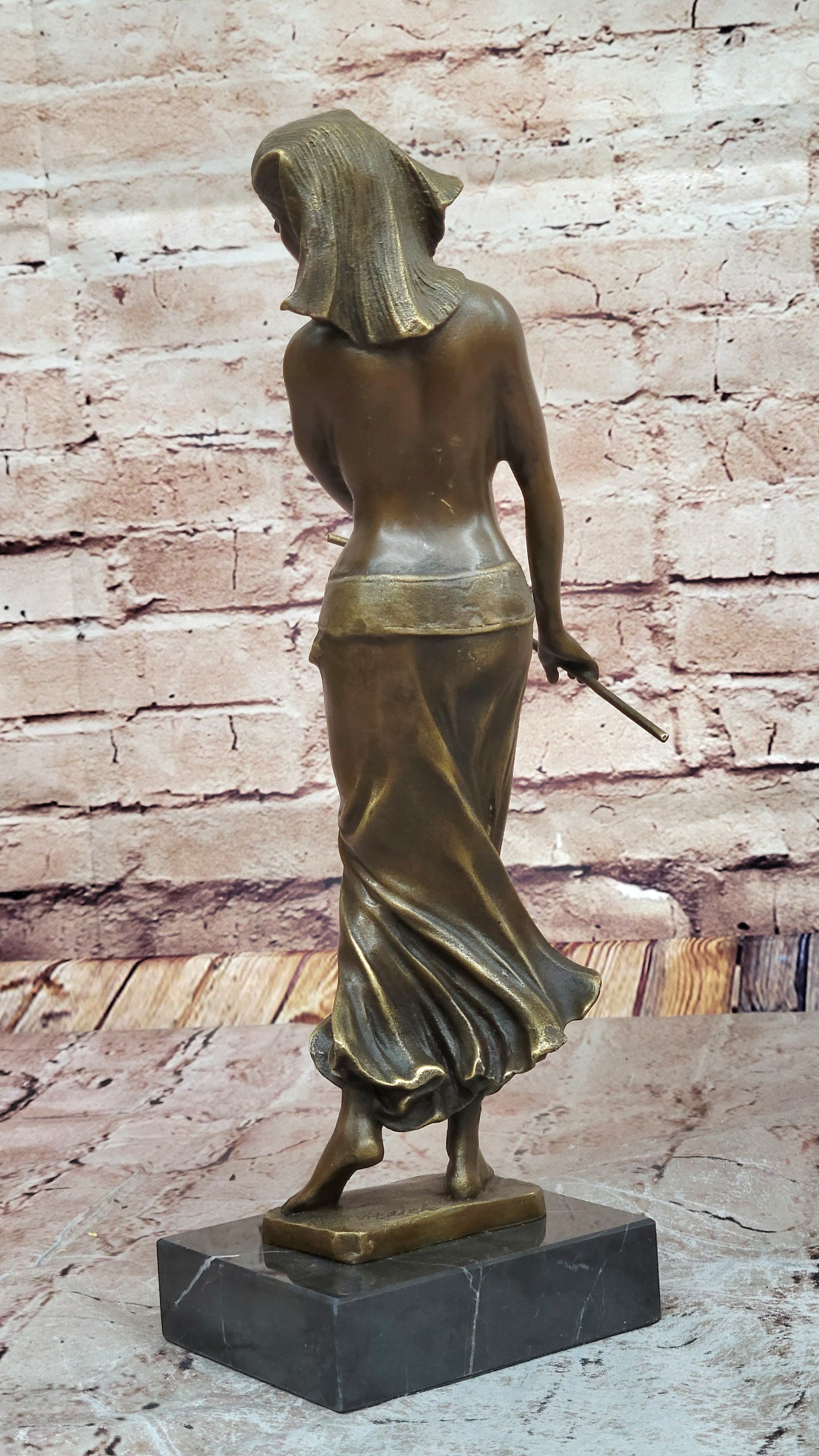 GRACEFUL EGYPTIAN DANCER RAMSES ENTERTAINER BRONZE ART NOUVEAU MARBLE BASE DEAL