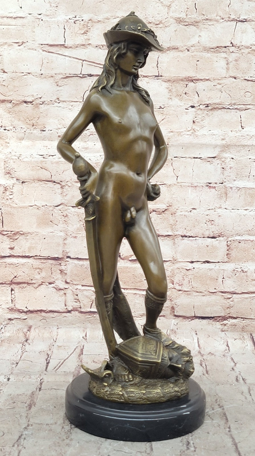 Statue of David Donatello 100% Solid Bronze Sculpture Home/Office Decoration Nude