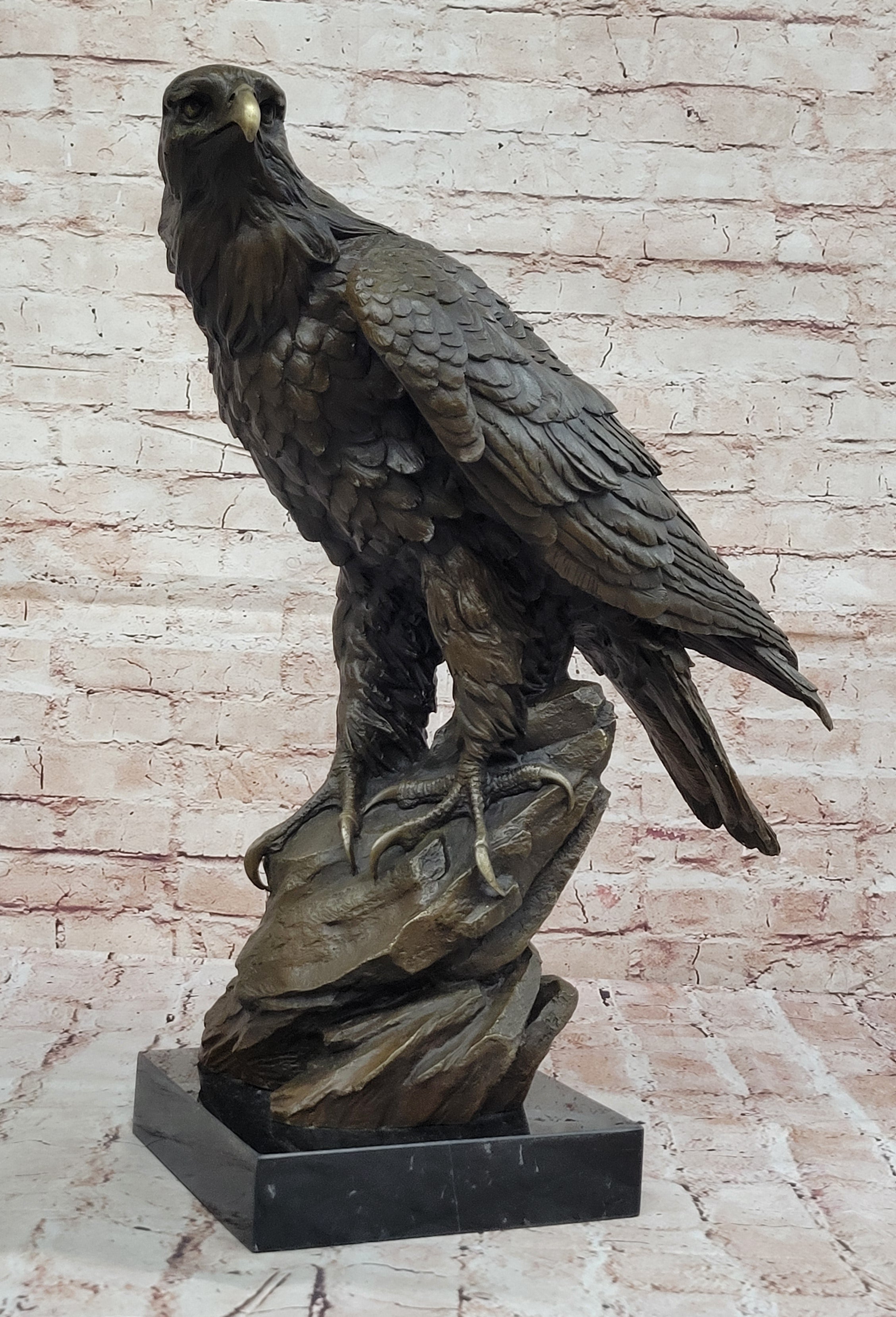 Stunning Eagle 100% Bronze Sculpture Statue Figurine Figure prey Pure Bird decor