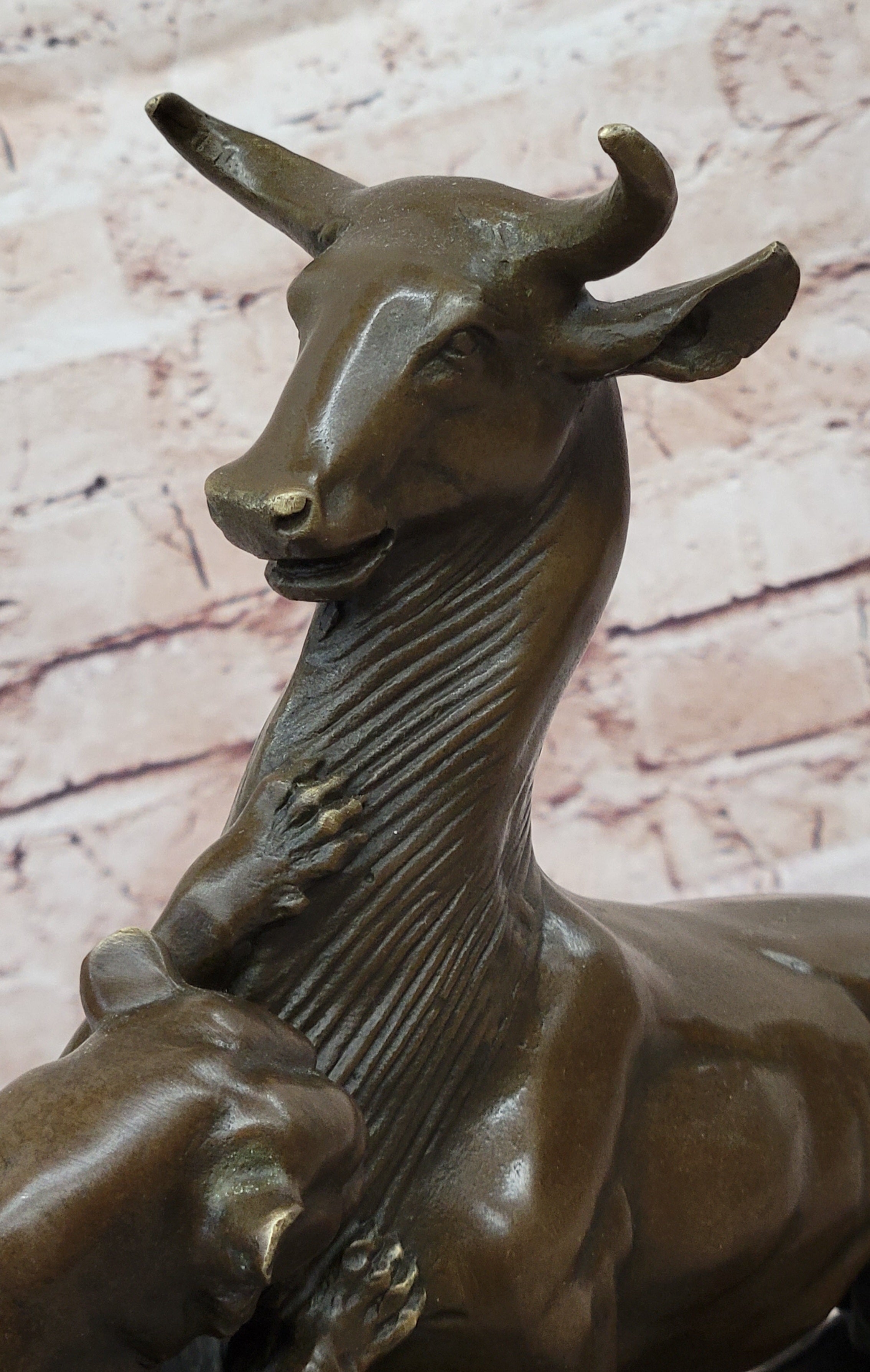 Cast Bronze Figurine " Cougar Attack Gazelle Home Cabin Trophy Decoration Sale