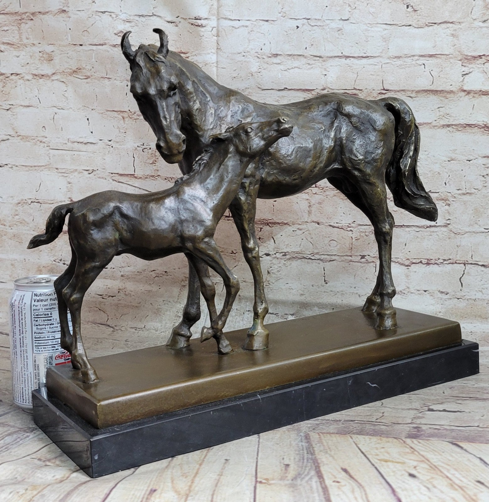 Skulptur Bronze sign.Mene Pferd Fohlen Gro und schwer Sculpture Horses Statue