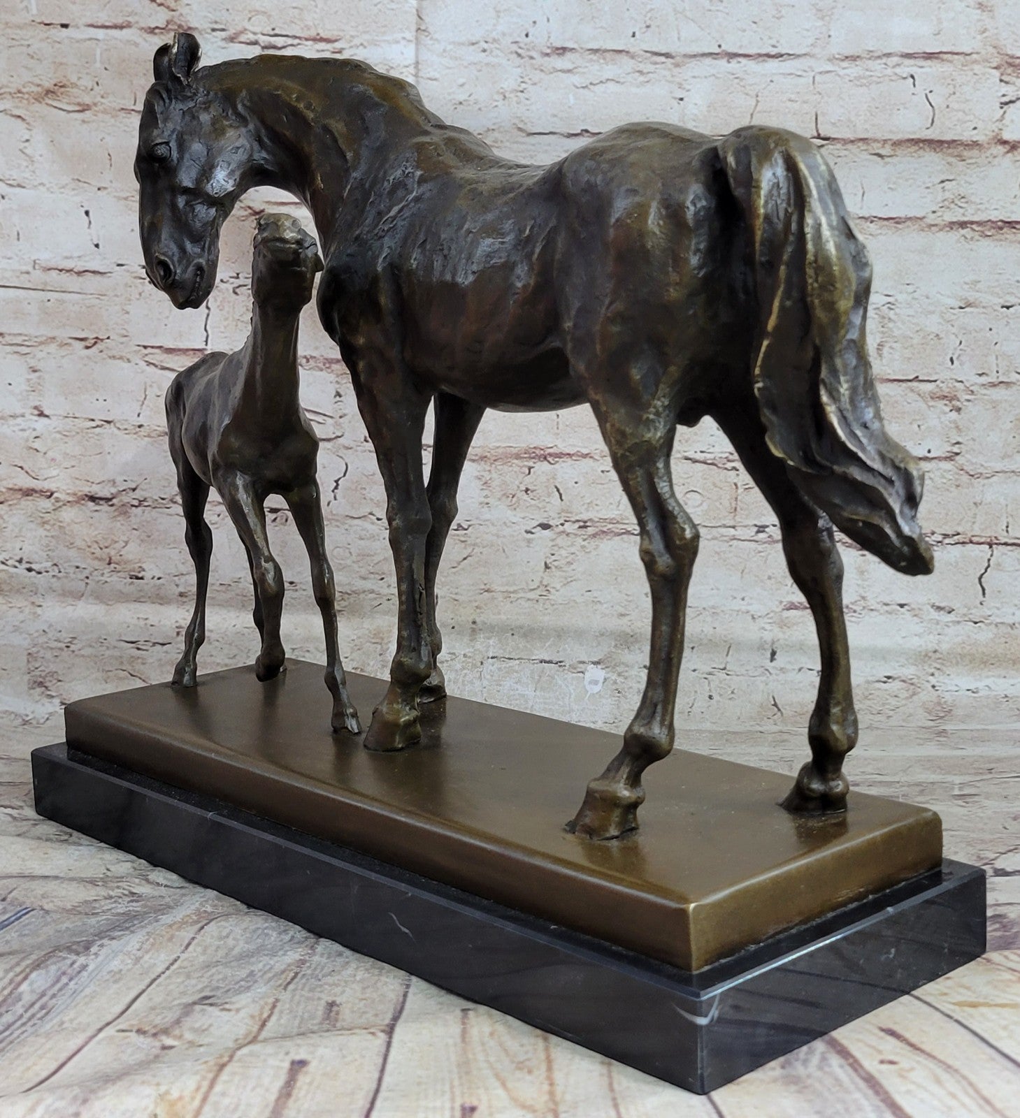 Skulptur Bronze sign.Mene Pferd Fohlen Gro und schwer Sculpture Horses Statue