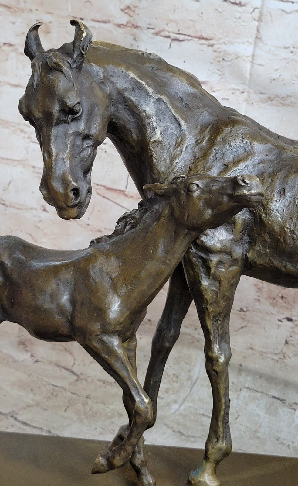 Skulptur Bronze sign.Mene Pferd Fohlen Gro und schwer Sculpture Horses Statue