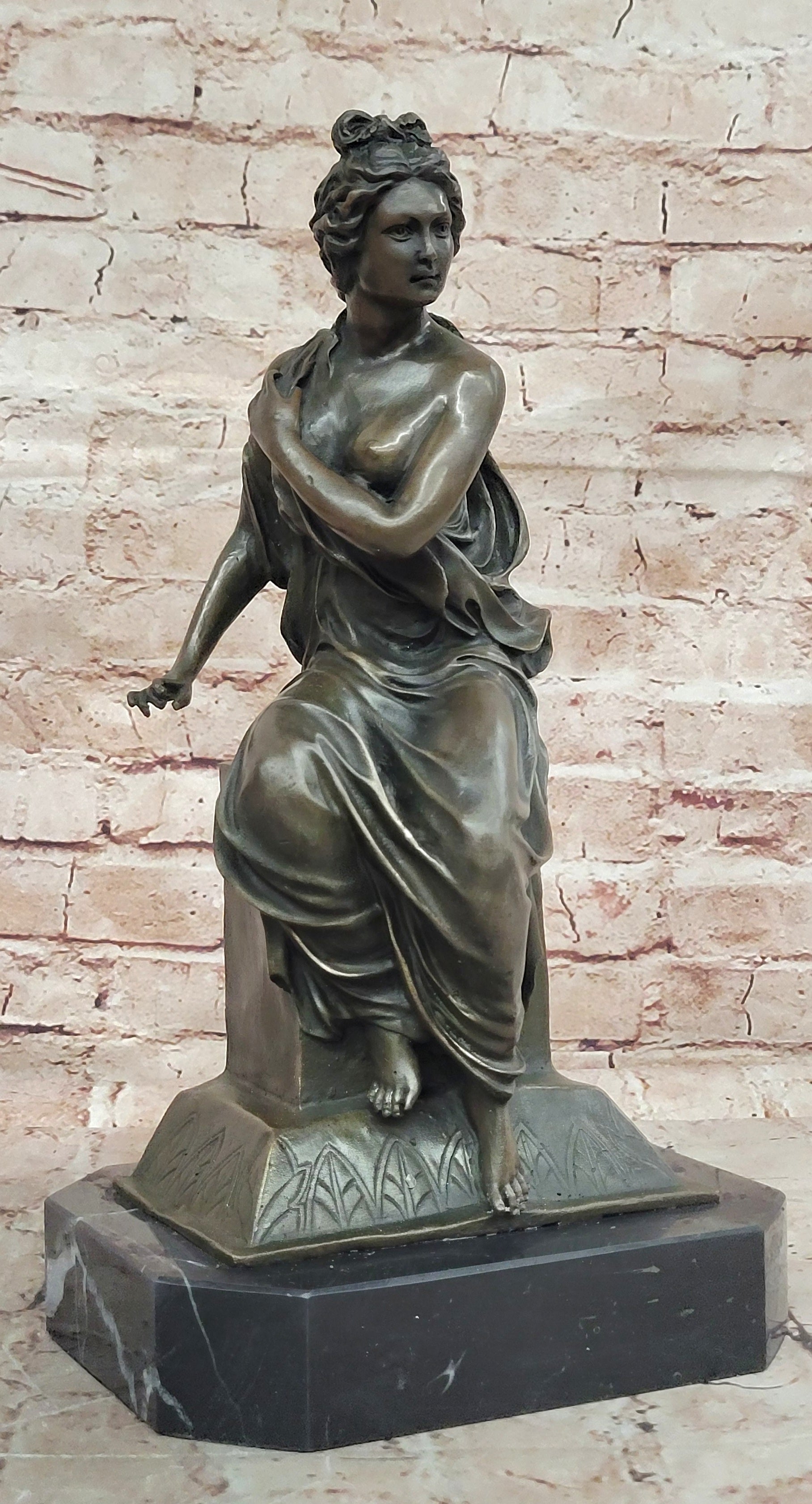 Handcrafted Genuine Bronze Gorgeous Woman Sculpture by Lost Wax Method Gift