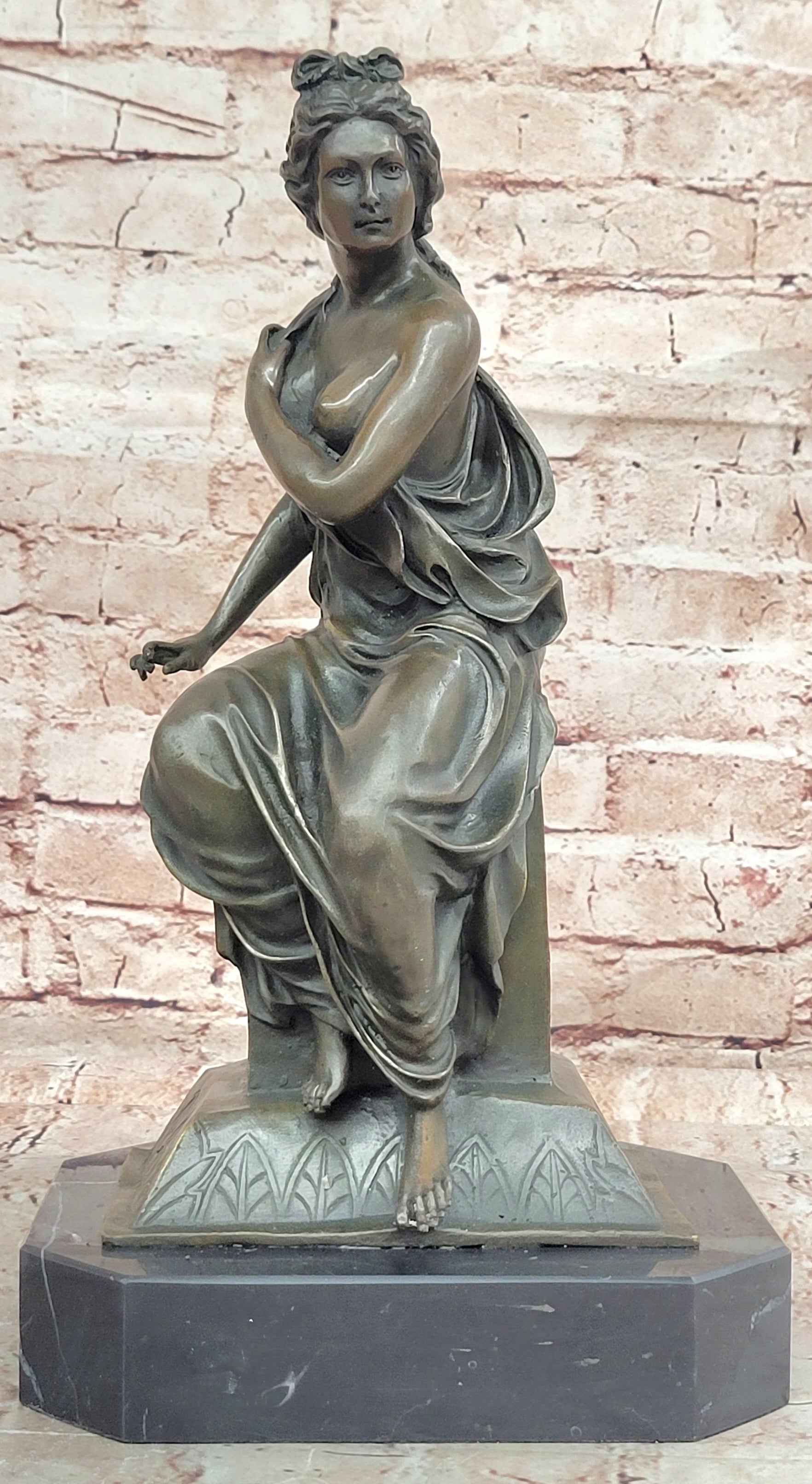 Handcrafted Genuine Bronze Gorgeous Woman Sculpture by Lost Wax Method Gift