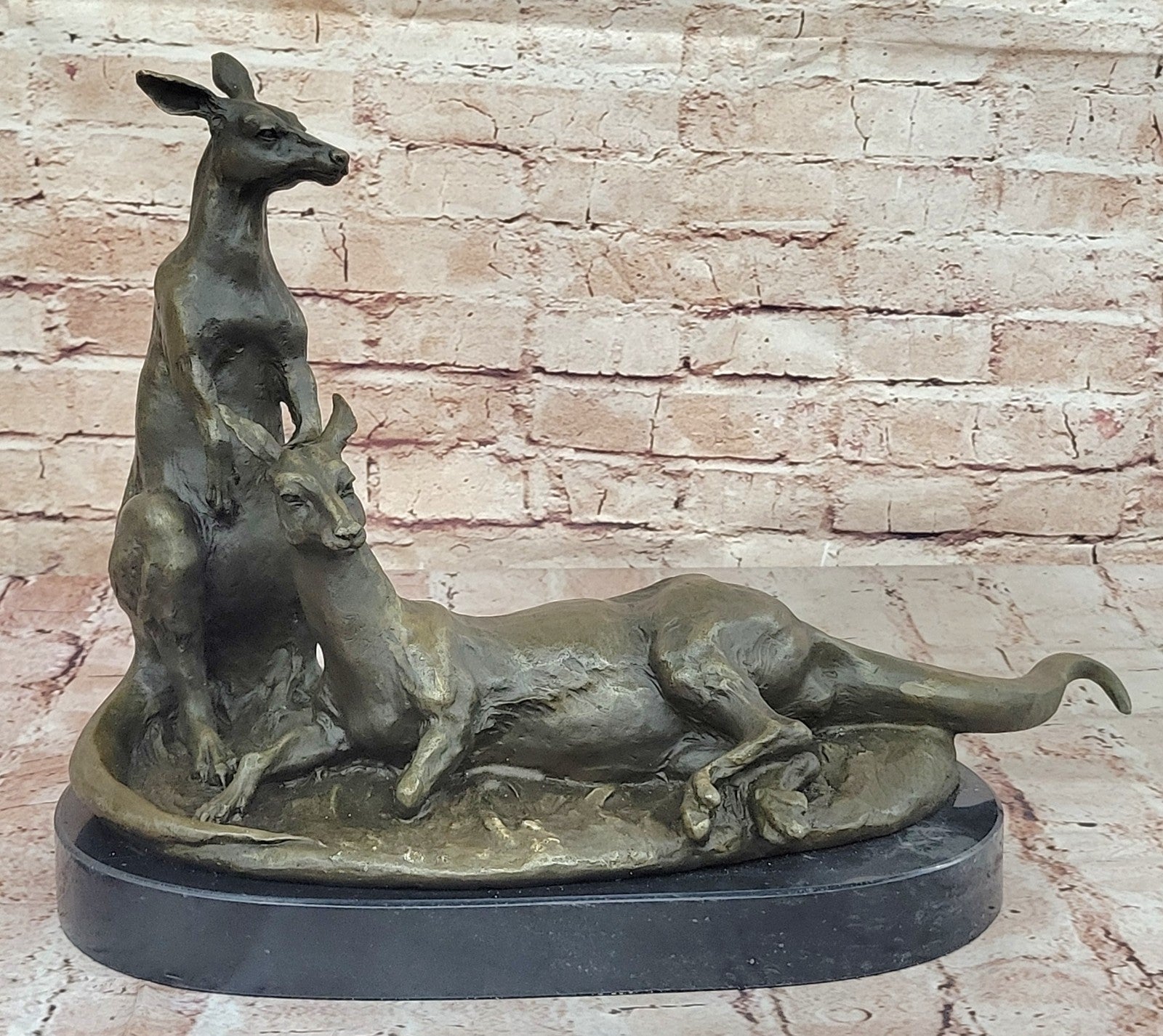 Handcrafted bronze sculpture SALE Kangaroos Australian Two Contemporary Lovely