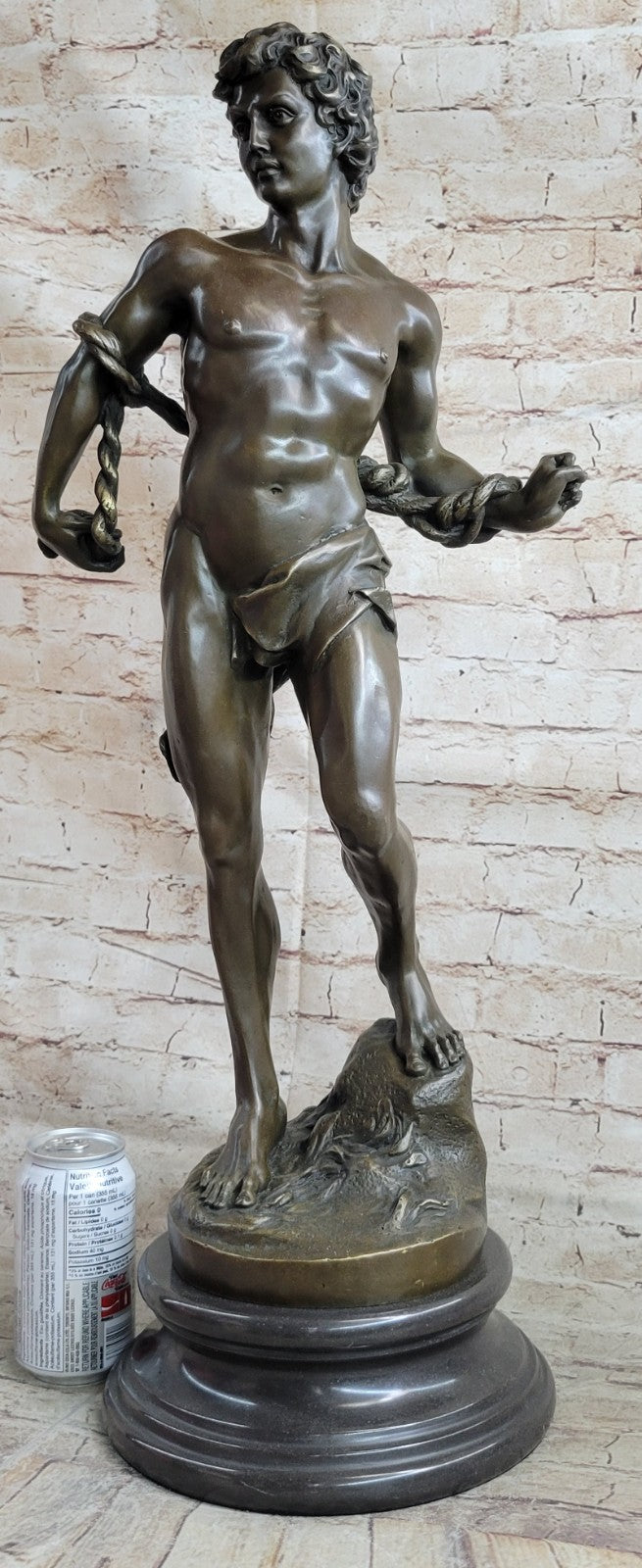 26" Museum Quality Extra Large David Nude Naked Erotic Art Bronze Sculpture Art