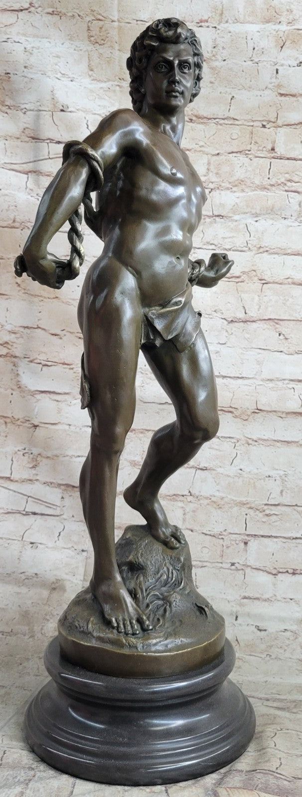 26" Museum Quality Extra Large David Nude Naked Erotic Art Bronze Sculpture Art